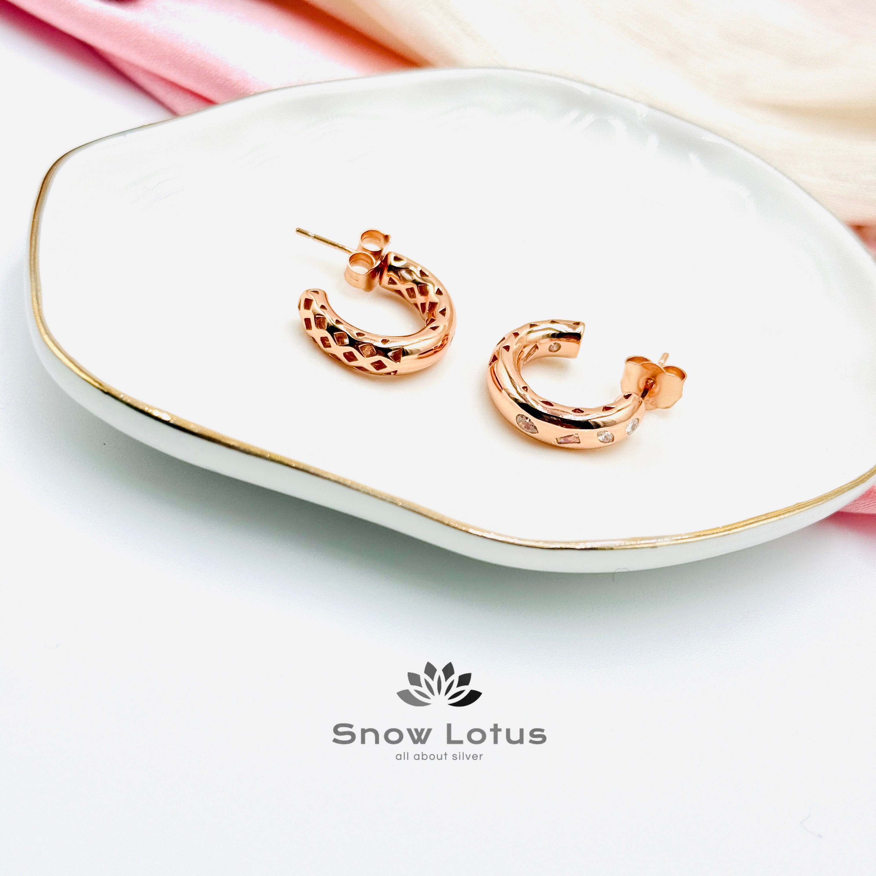 White Rose Gold Earrings