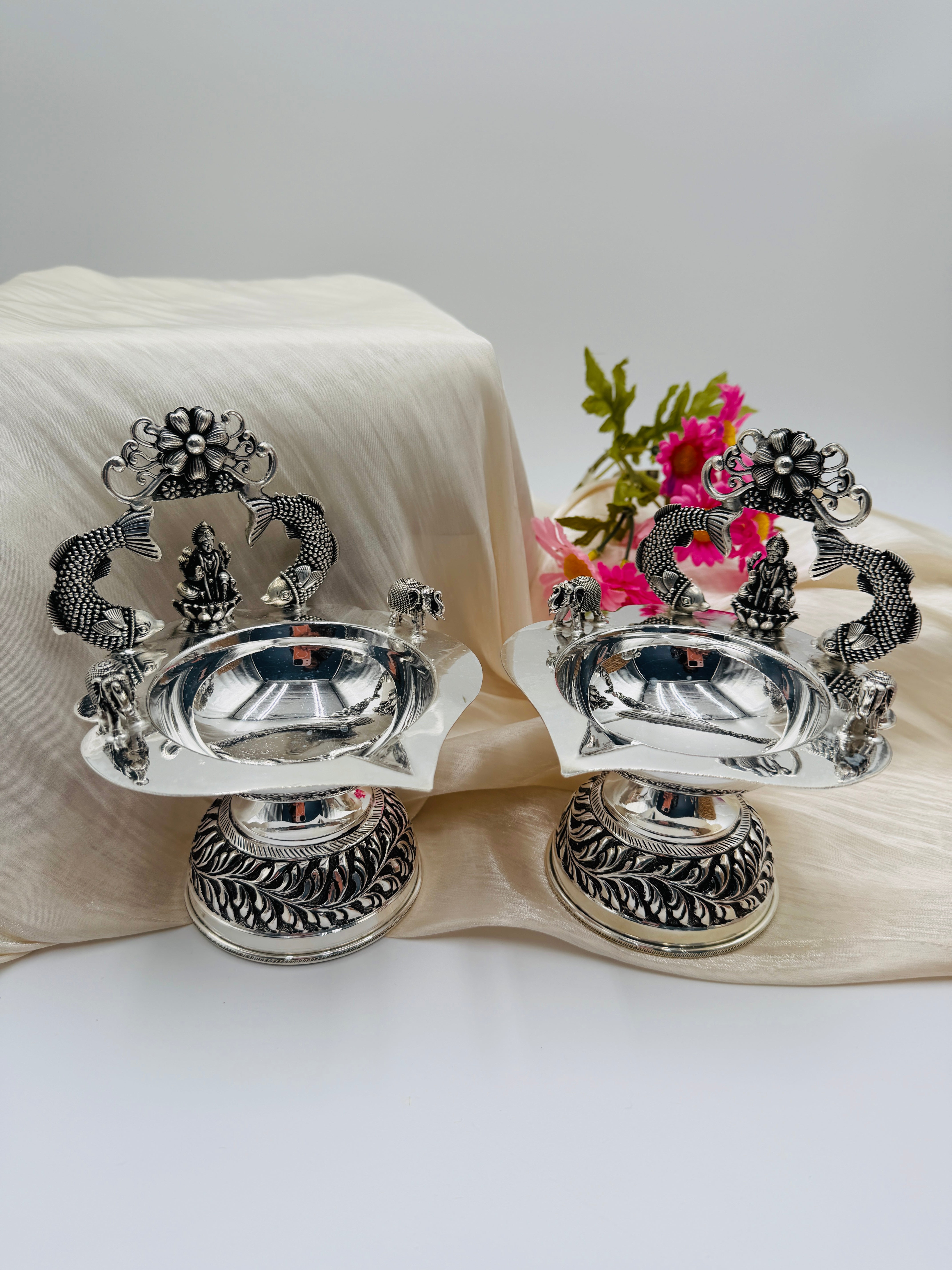 Antique Fish Lakshmi Diyas