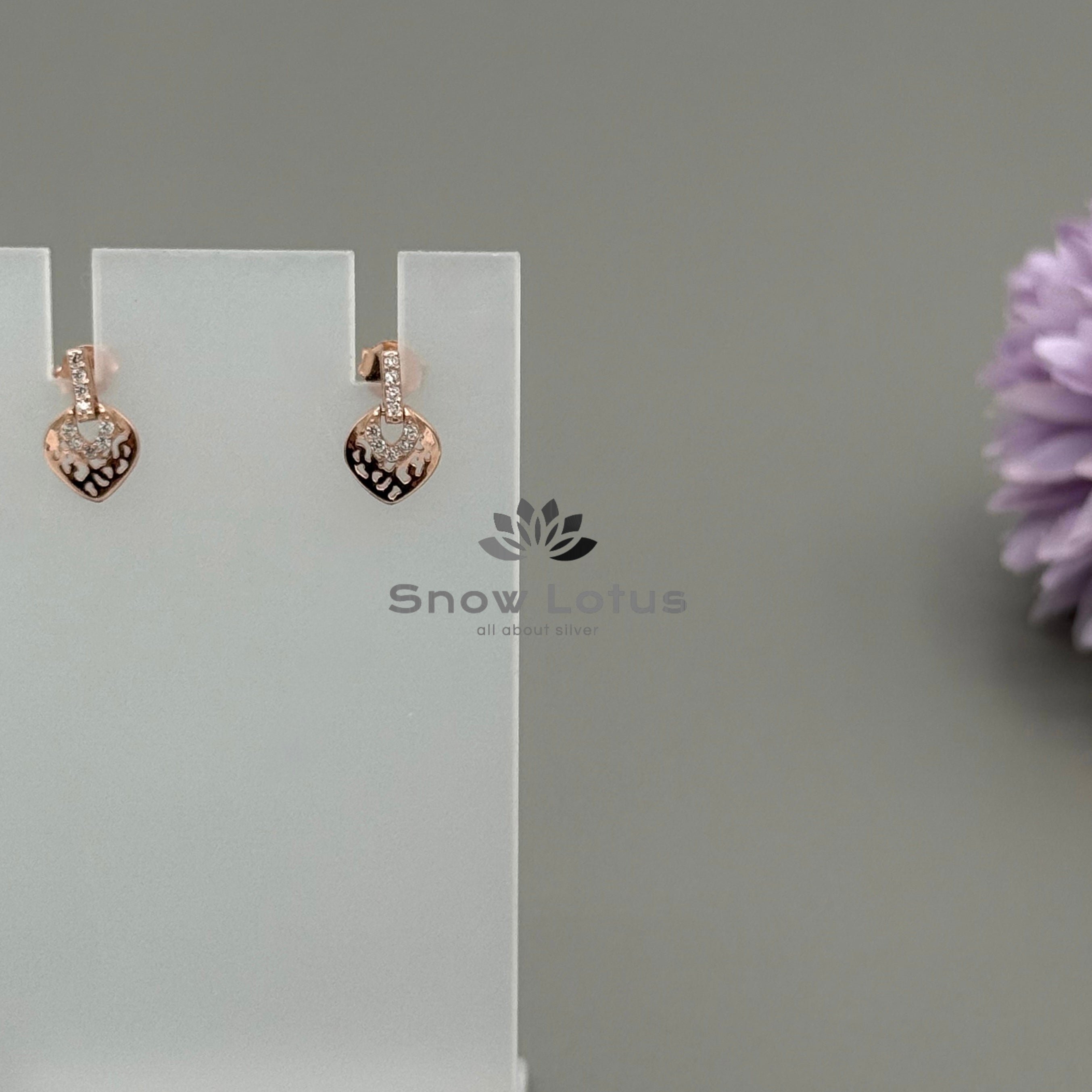 Rosegold CZ Earrings with charm