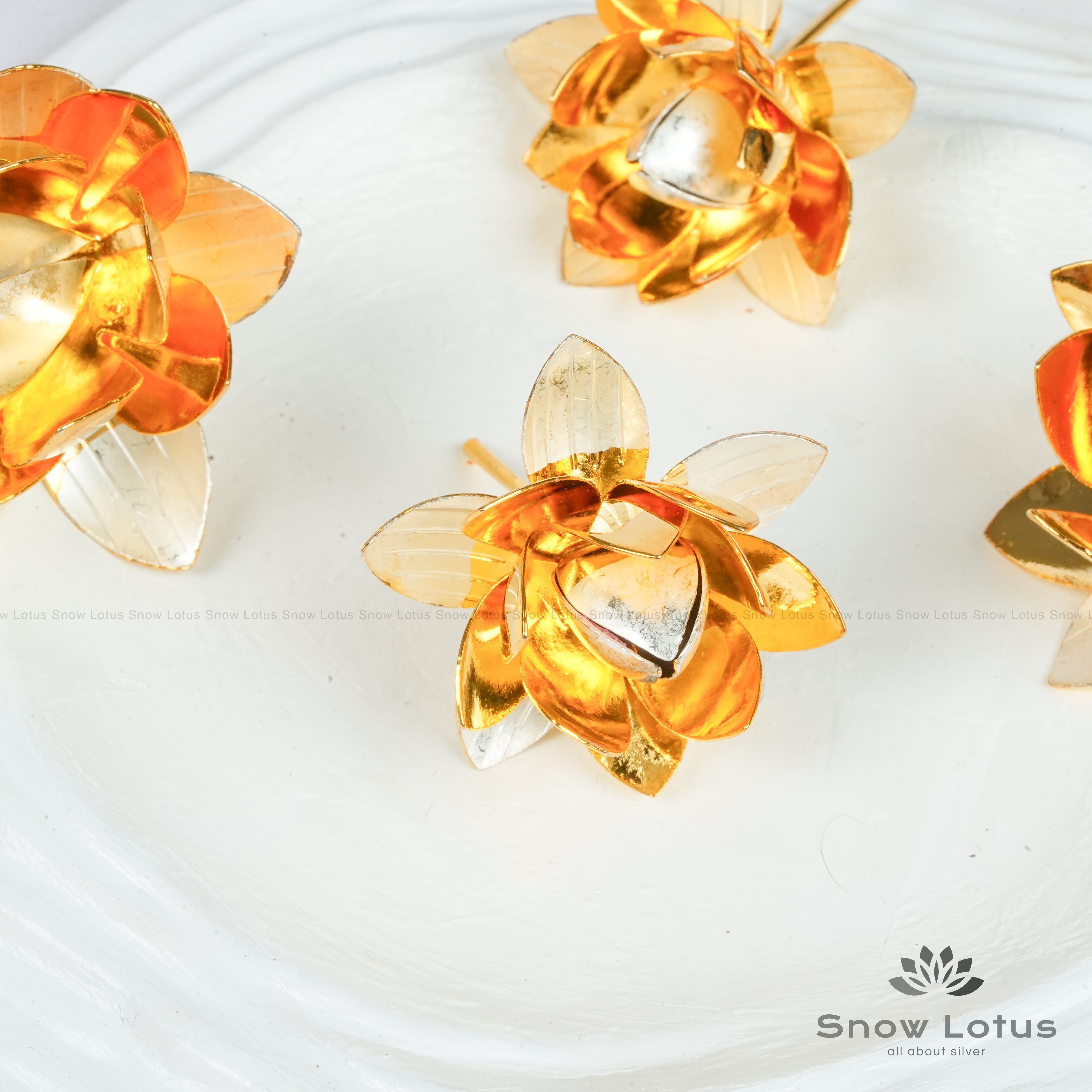 Gold Polish Lotus Flowers