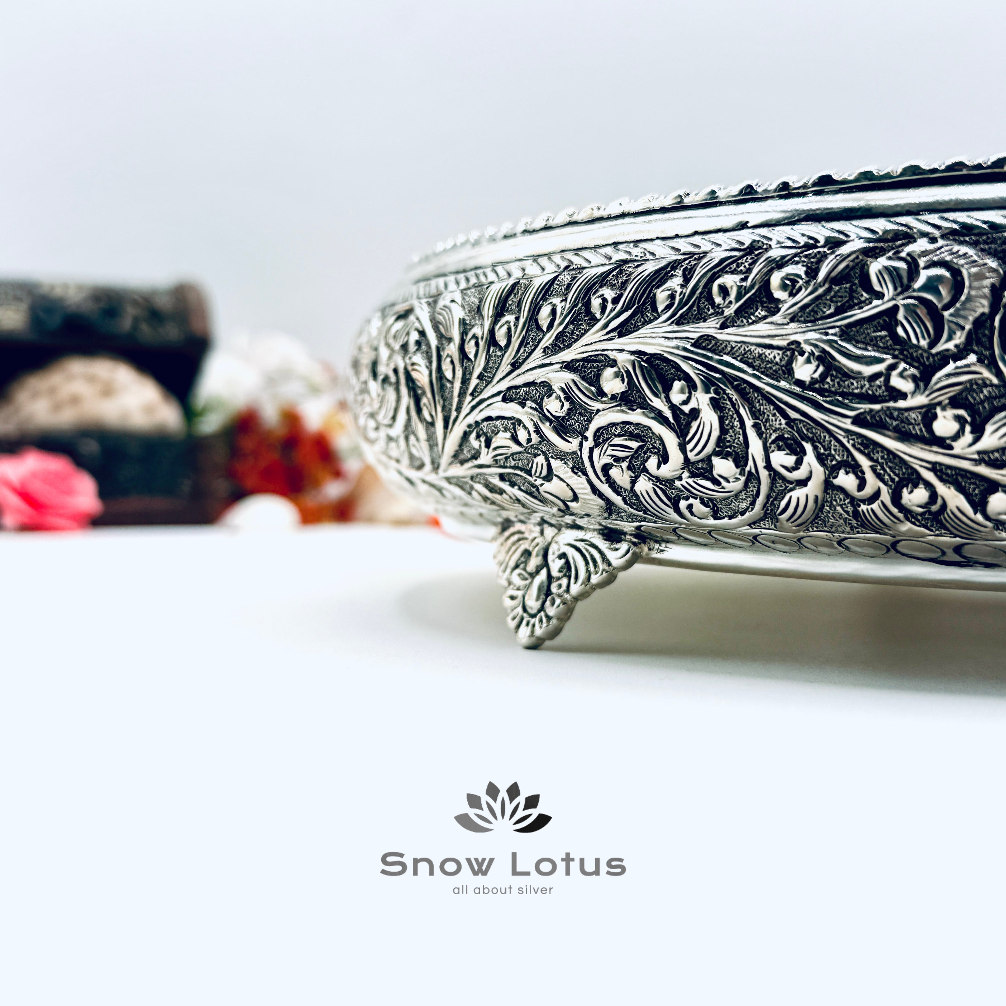 Antique Pooja Plate Intricrate Flower Design