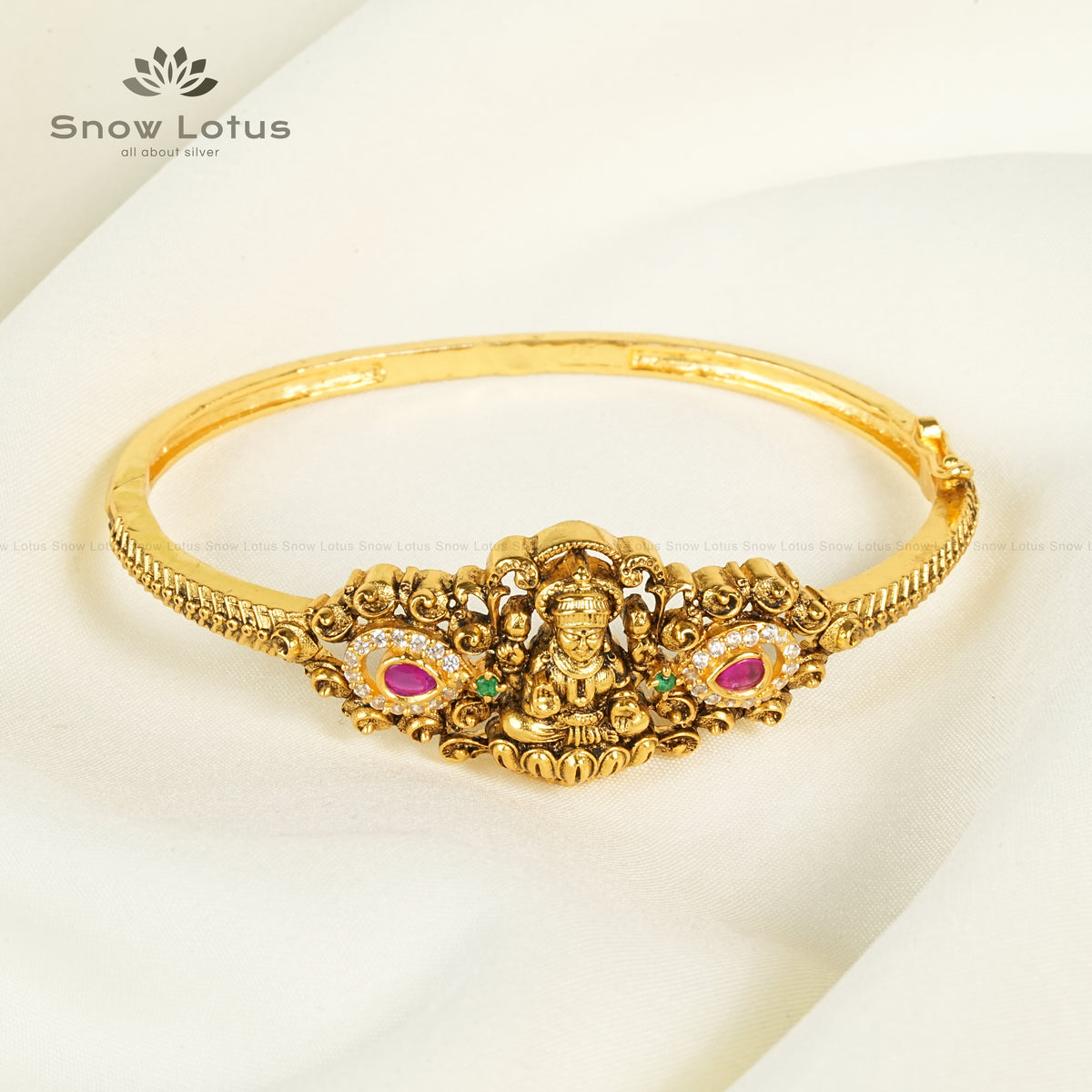 Ruby Glow Antique Oval Kada Bracelet