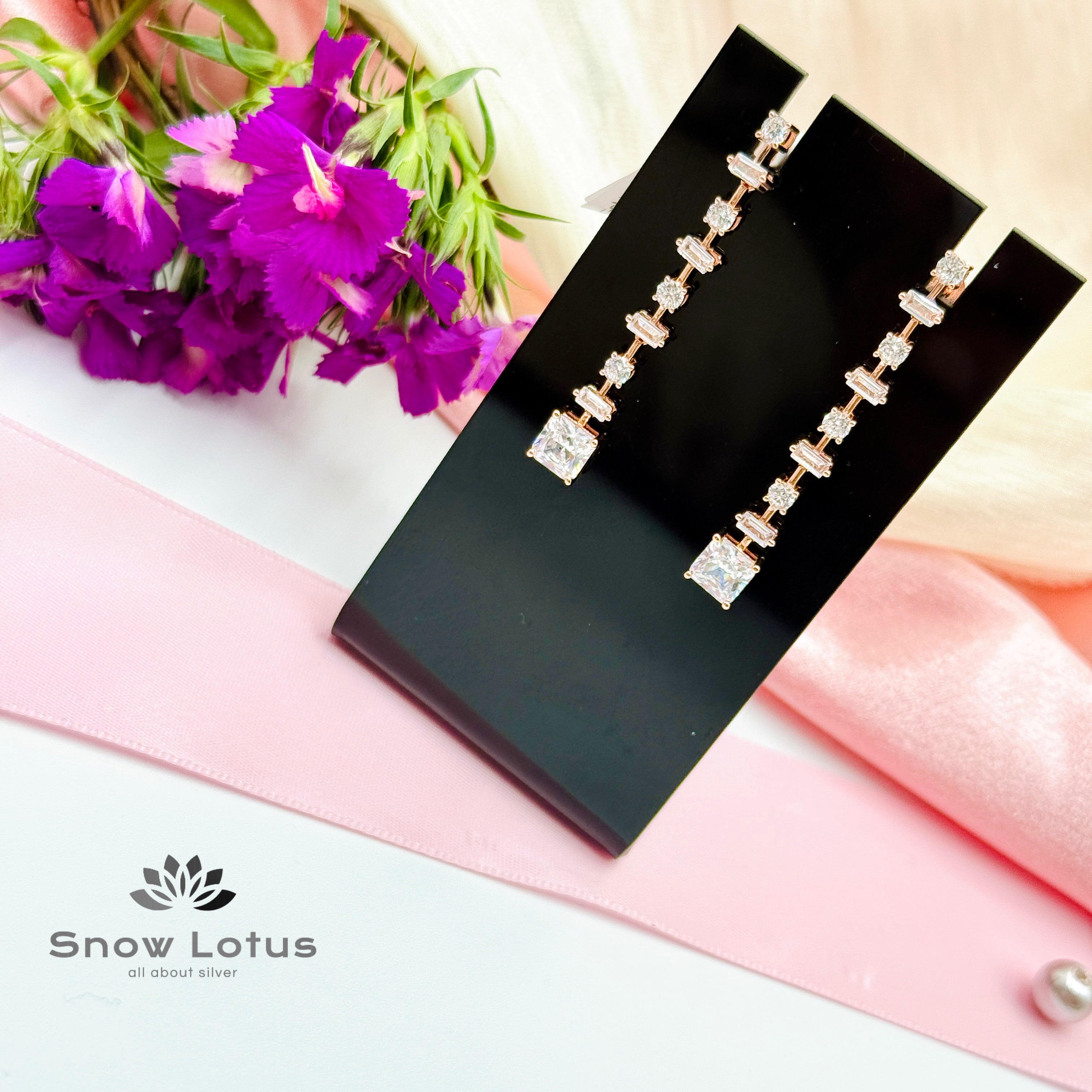 Sparkling Floral Rose Gold Earrings