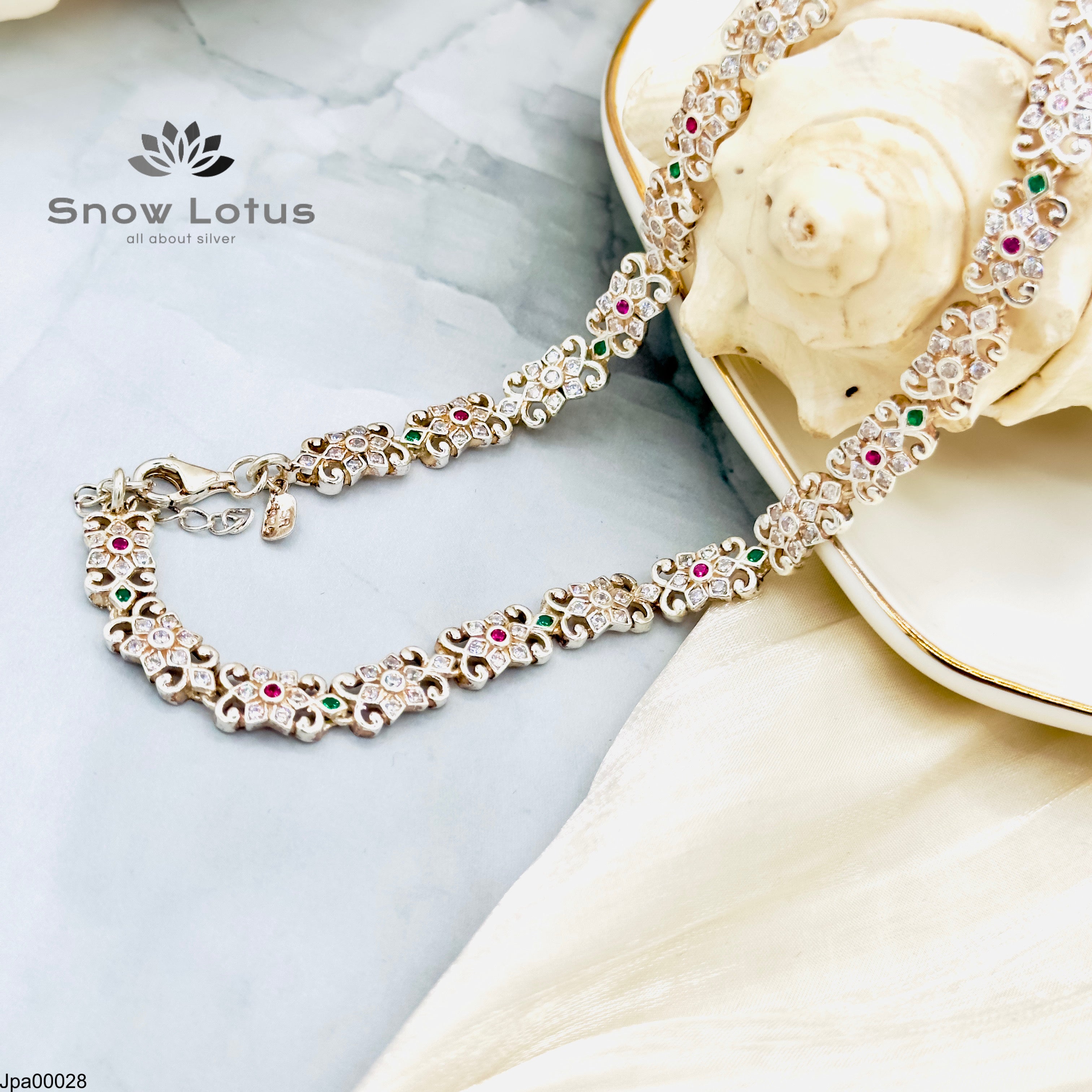 Silver Payals with Multi color stones