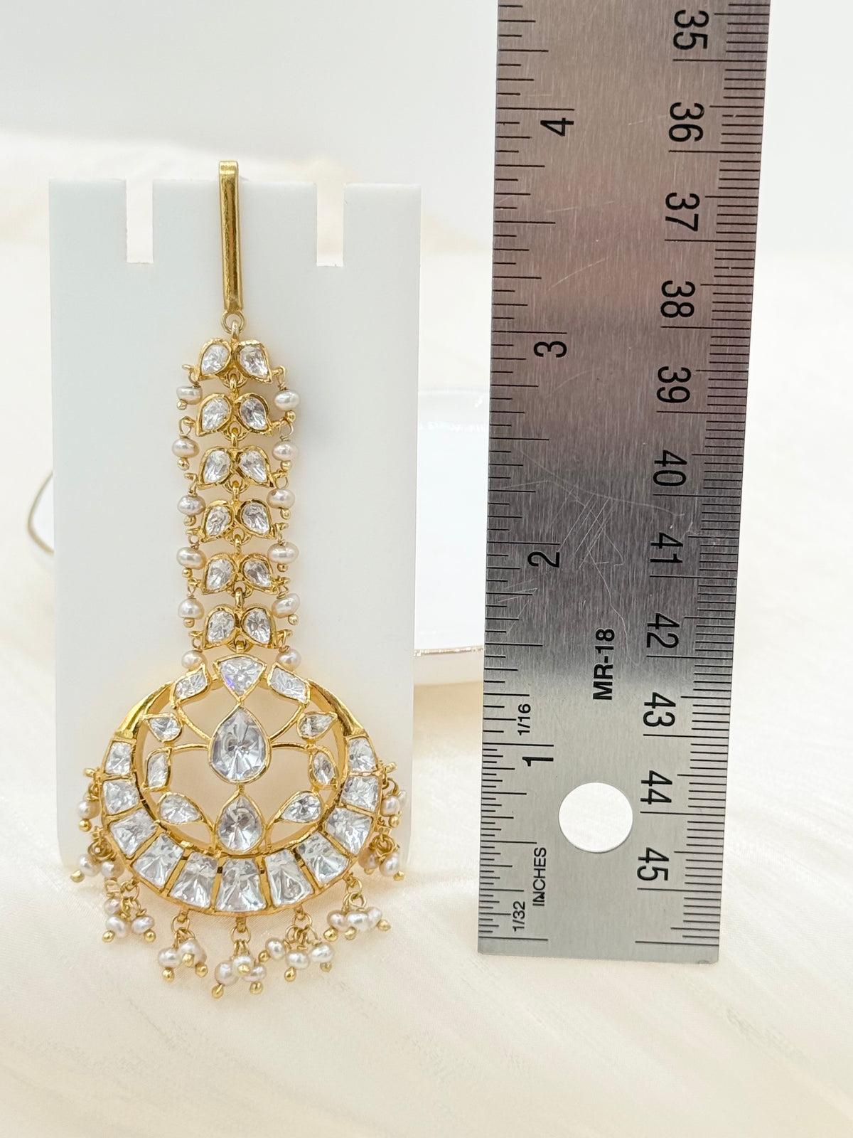 Pearled Moissanite Maang Tikka