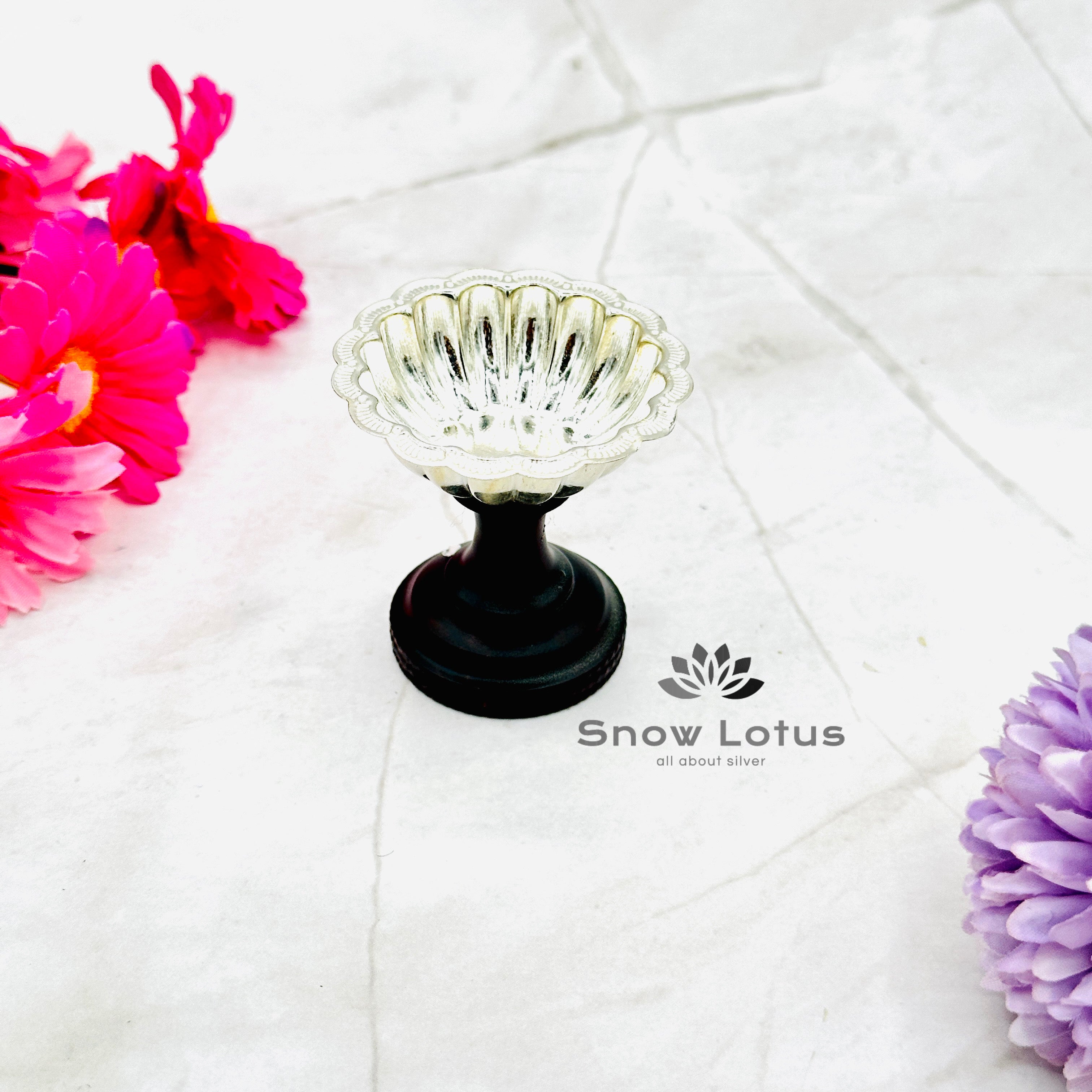 Wooden Flower Diyas Pair