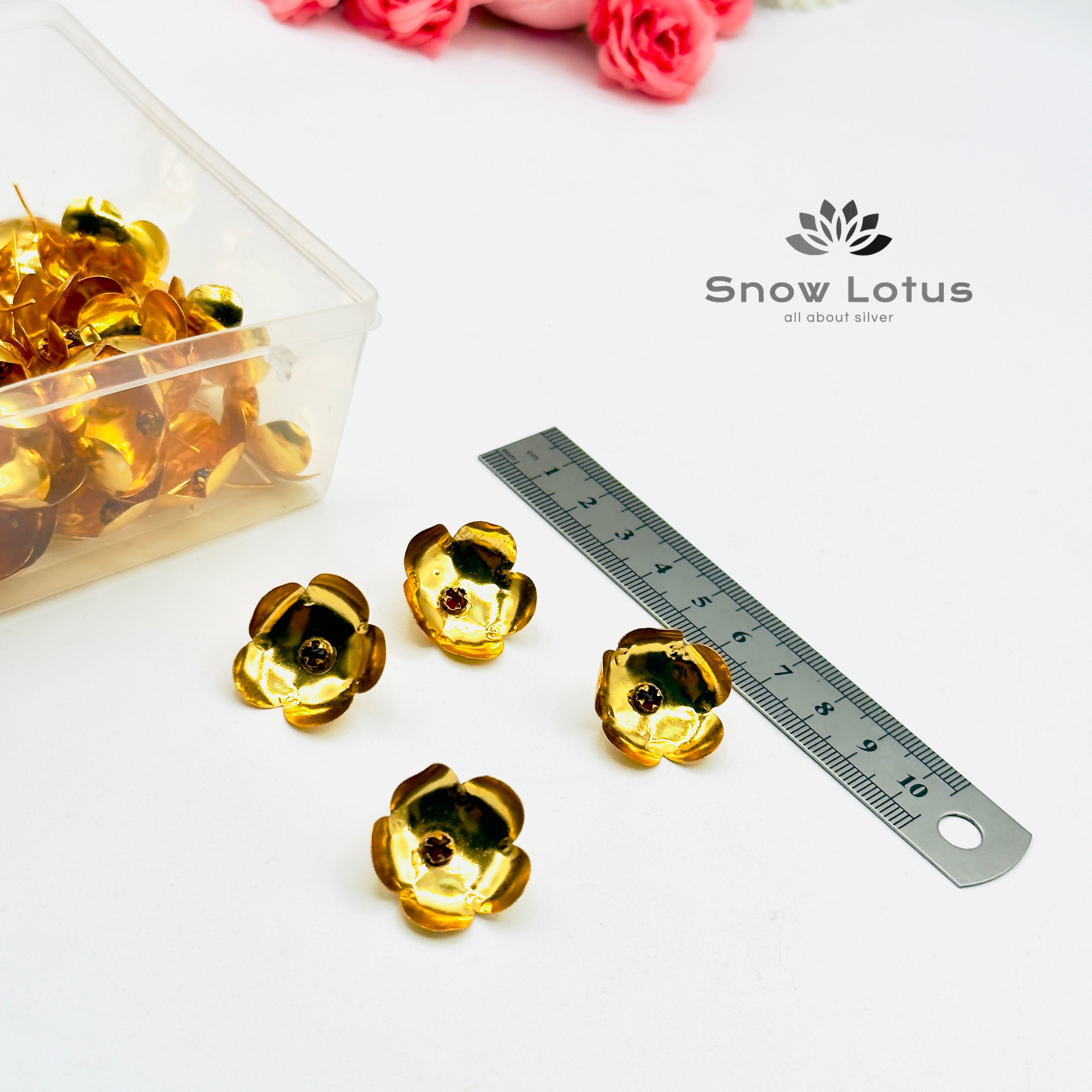 108 Gold Polish Lotus with Stone