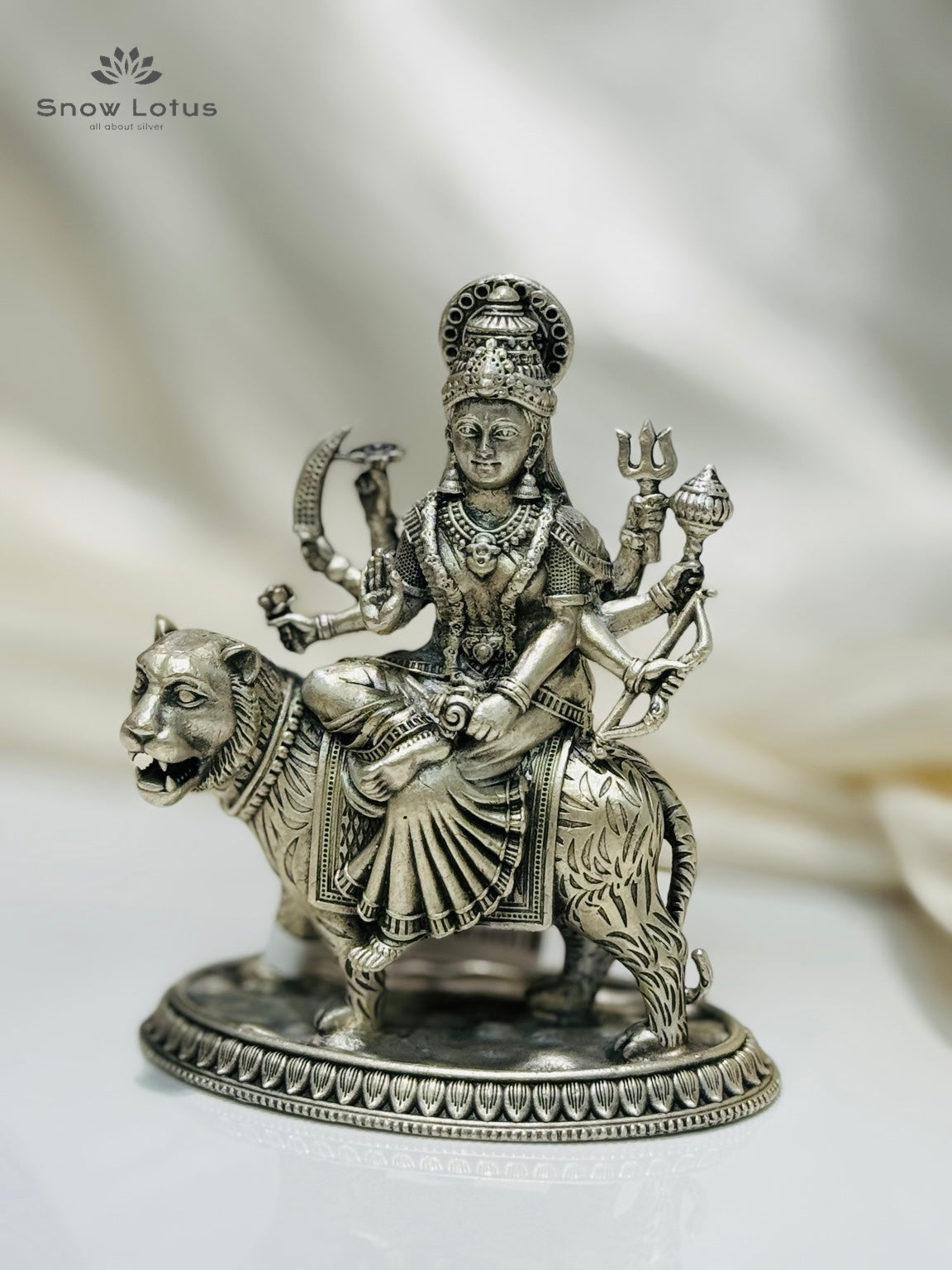Durga Devi on Tiger Antique 3D Solid