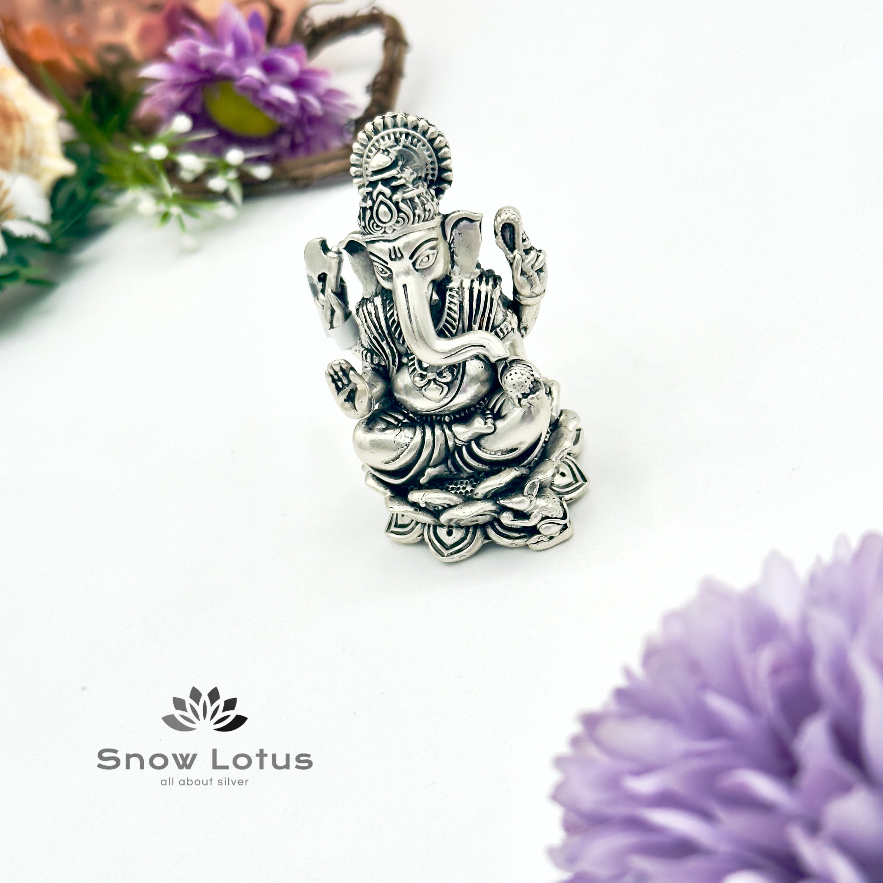 Ganesh Lotus Antique Solid 3D