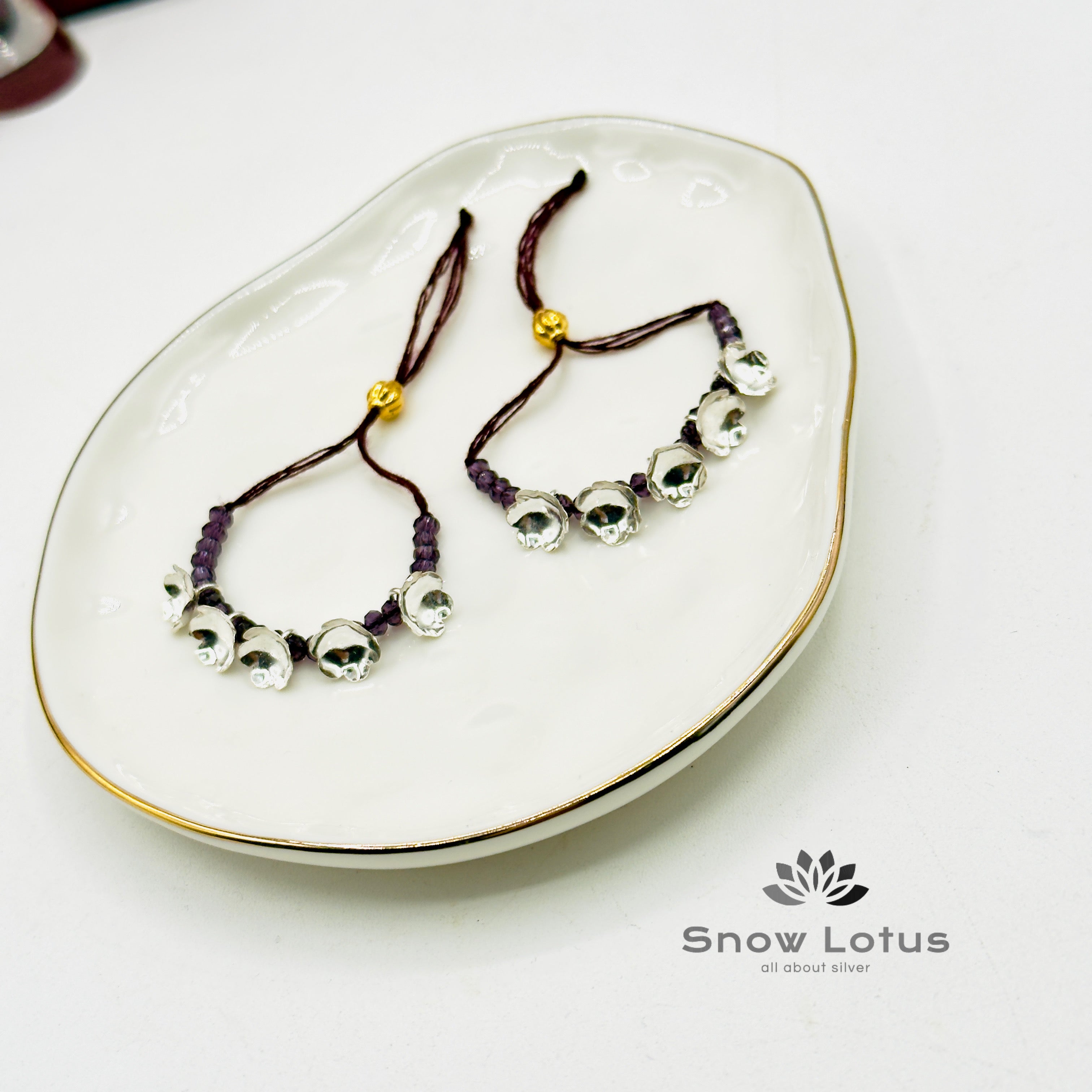 2 gms Silver Flowers Mini Haaram Deep Purple