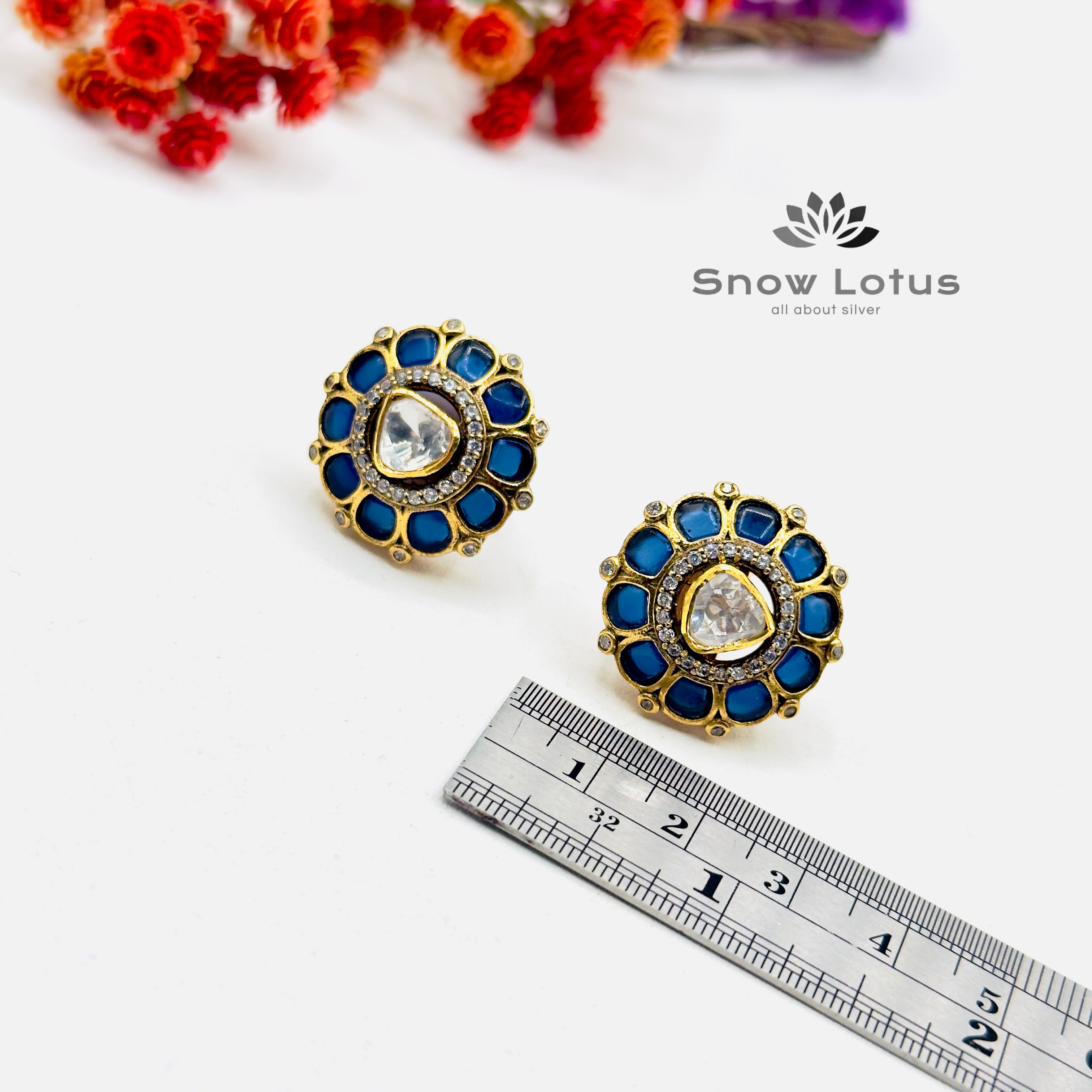 Blue Moissanite Studs