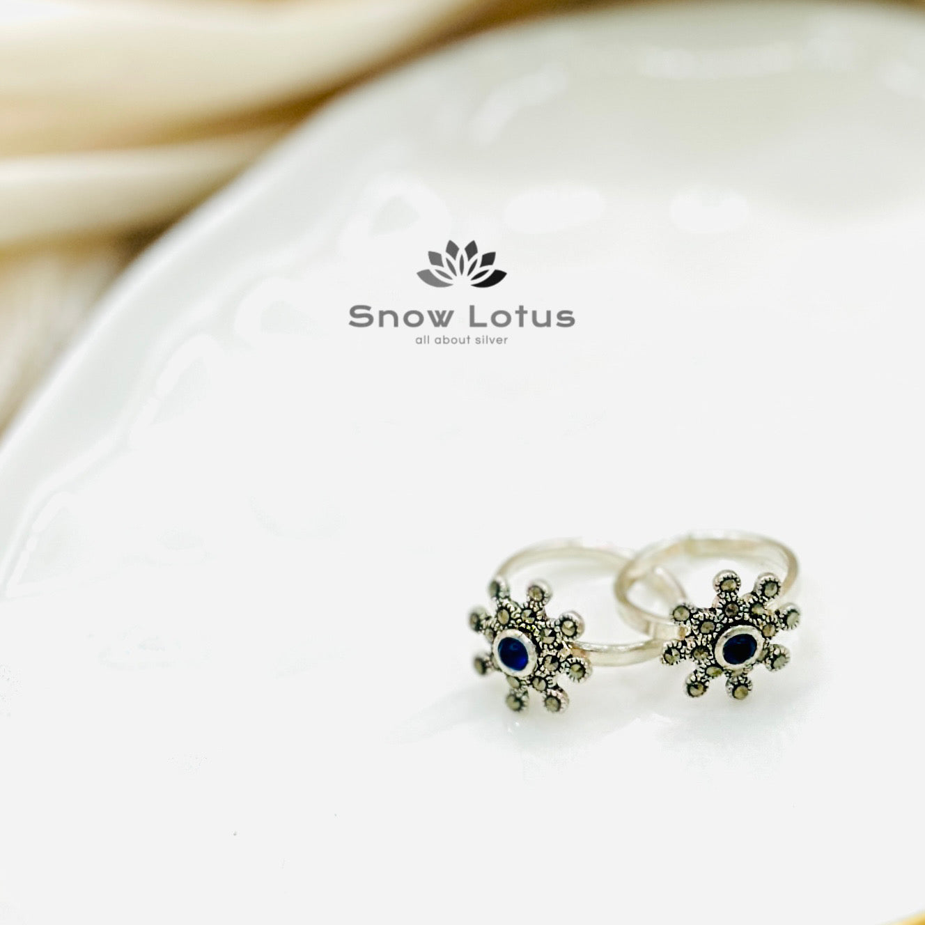Blue Marcasite Toerings M1