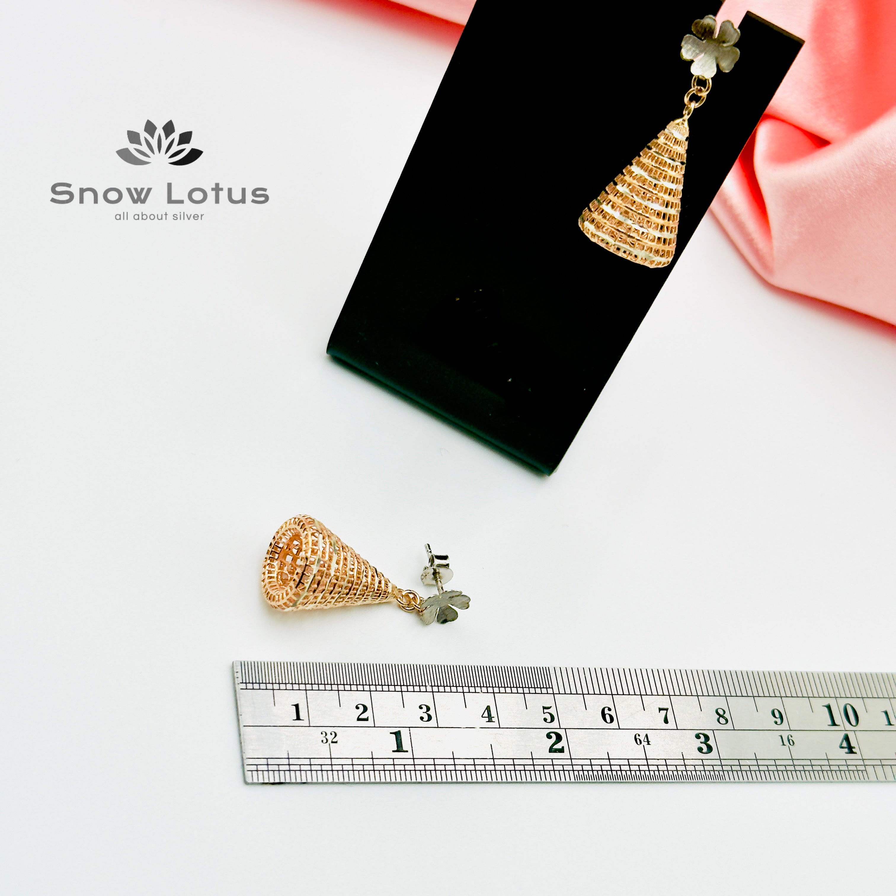Two Tone Rhodium Cone Earrings
