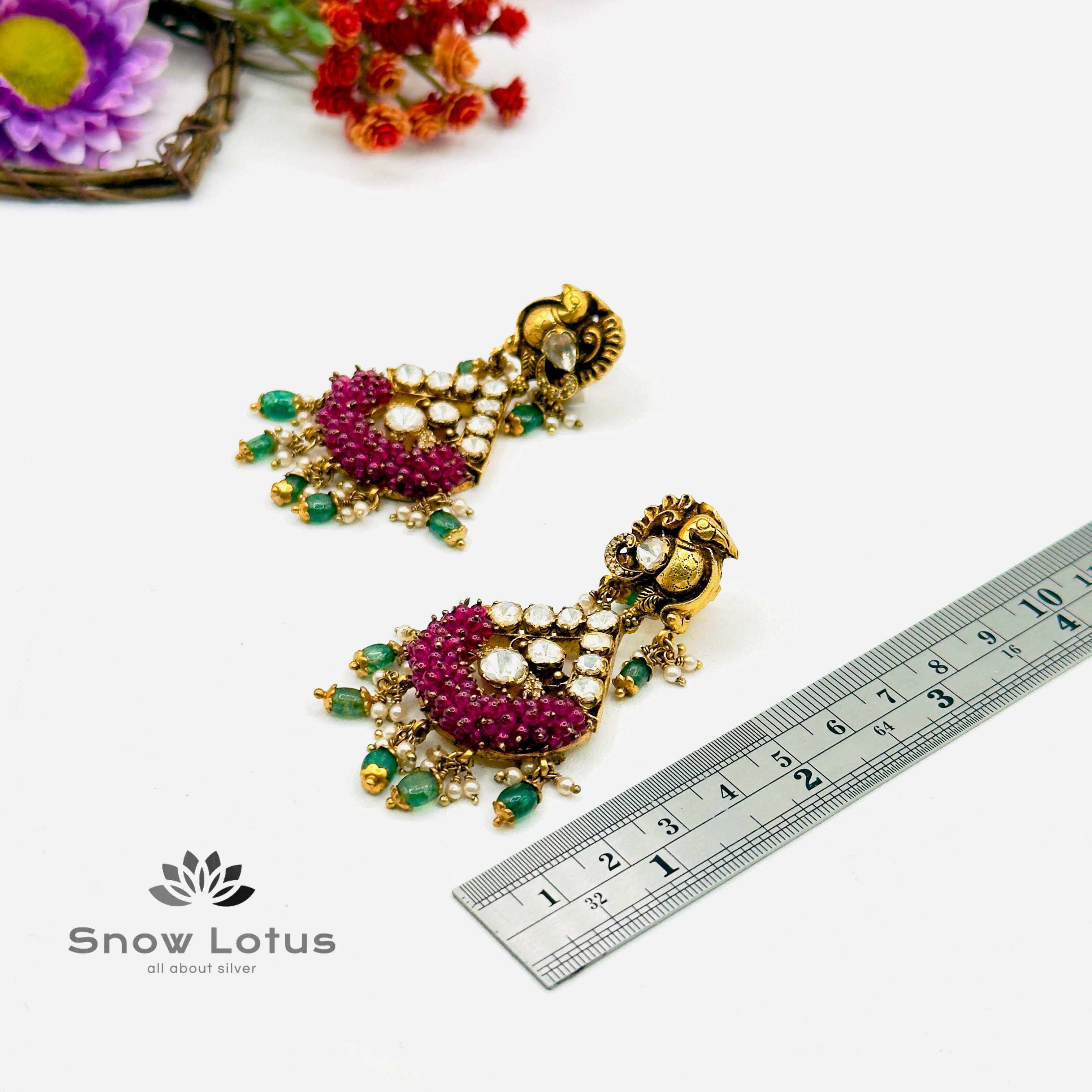 Peacock Moissanite Chandbali