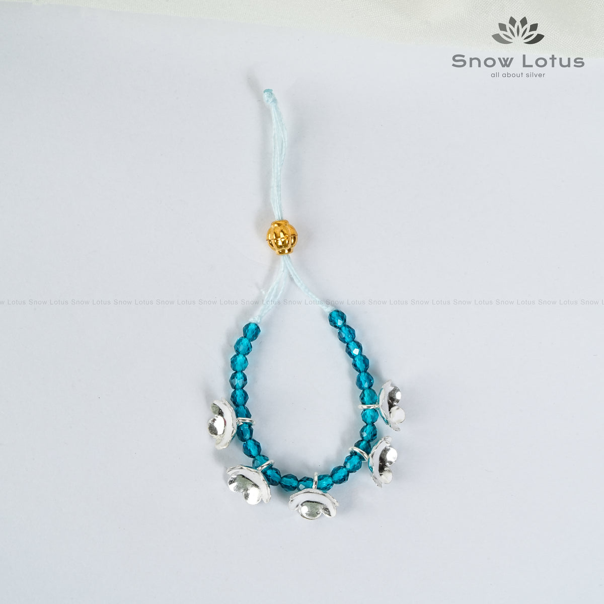 Silver Flowers Mini Haarams Aqua Blue