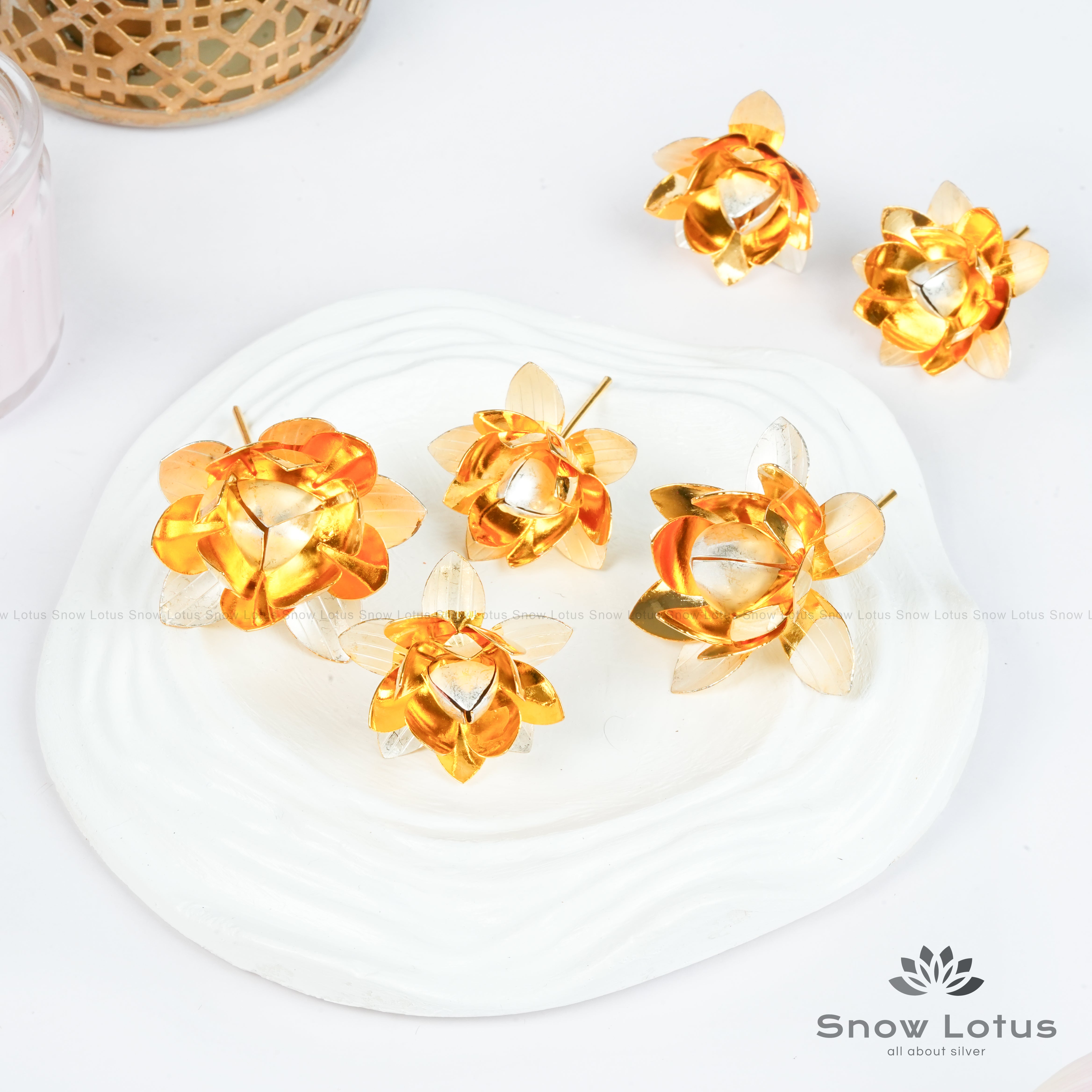Gold Polish Lotus Flowers