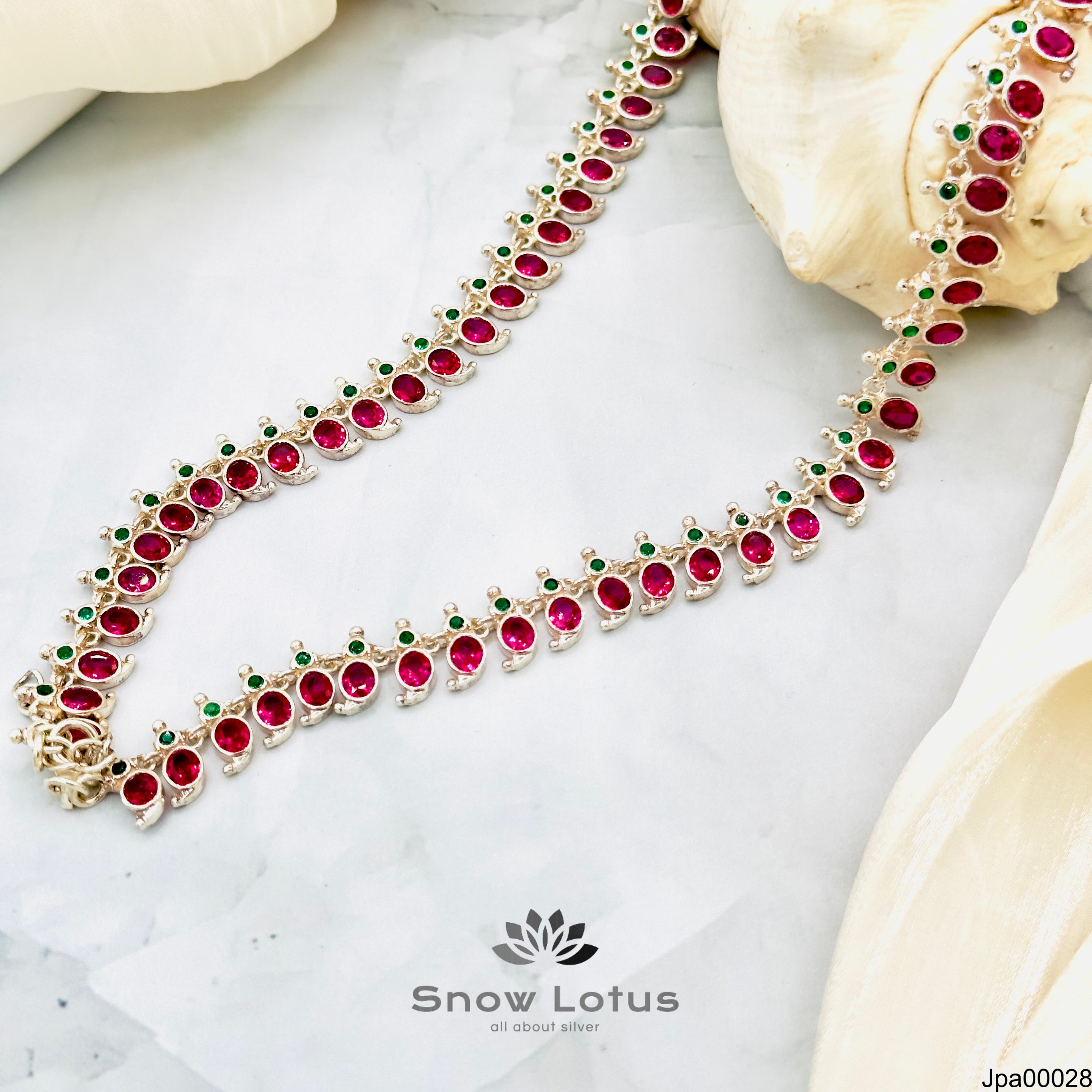 Silver Payals Pink and Green