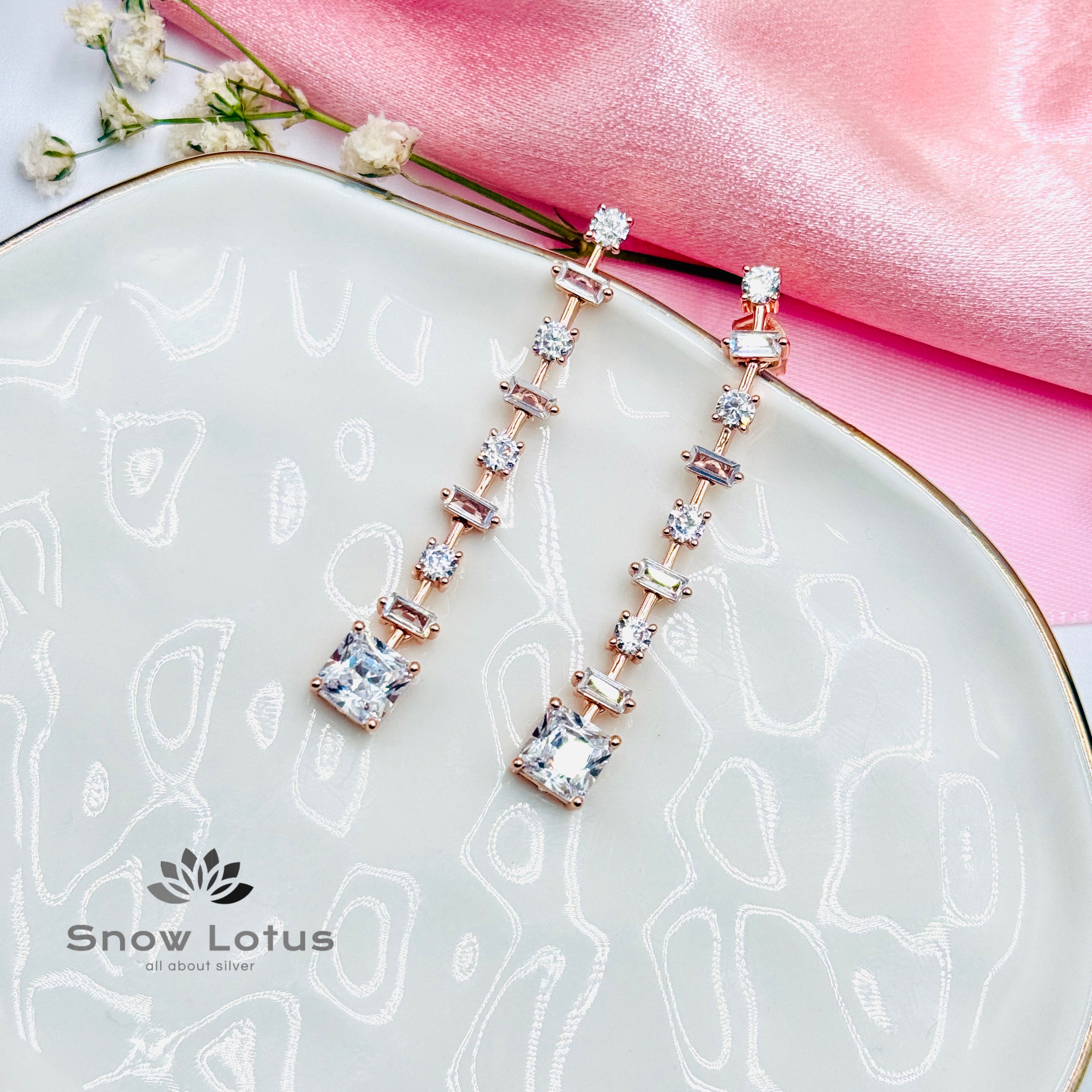 Sparkling Floral Rose Gold Earrings