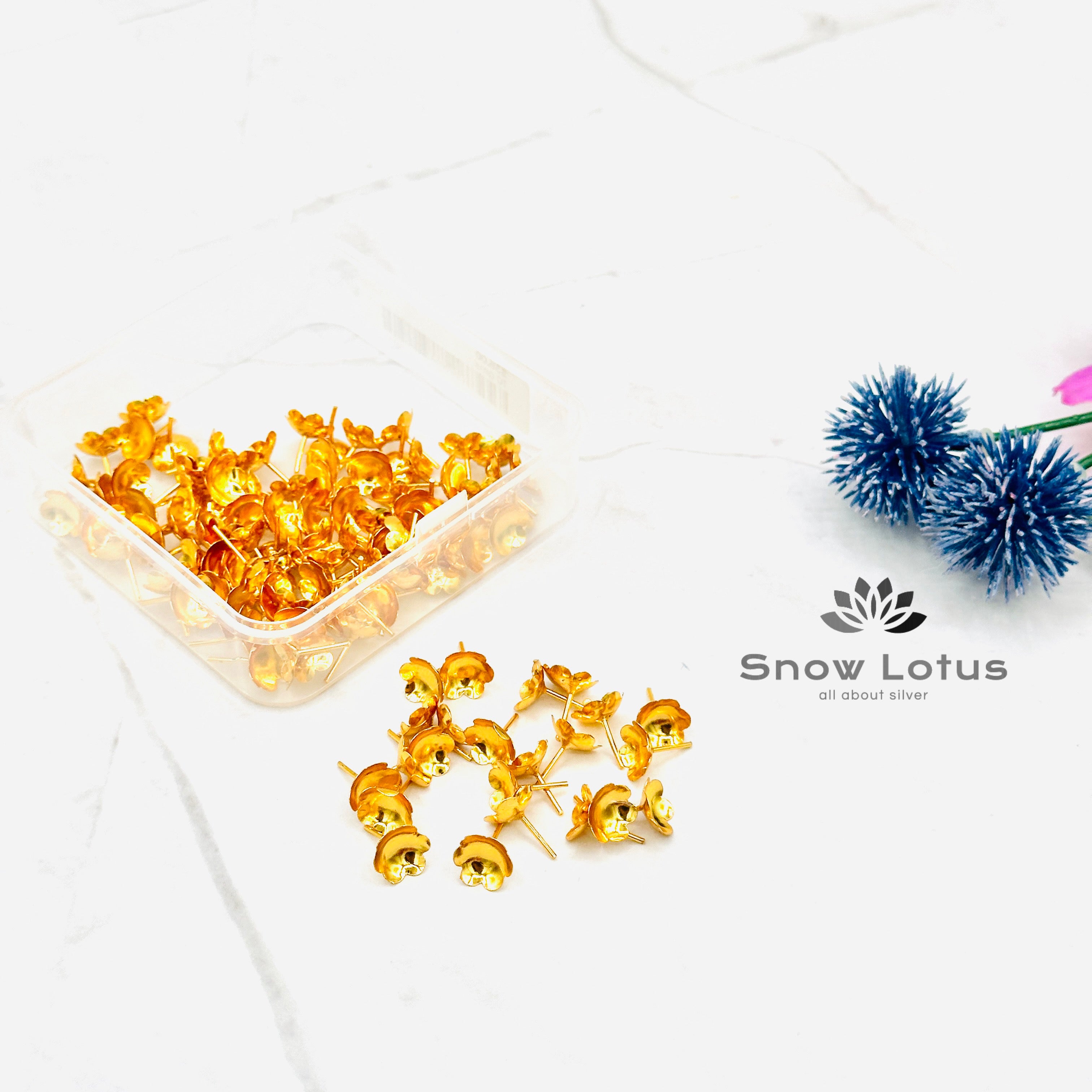 108 Gold Polish Lotus Flowers no Bud