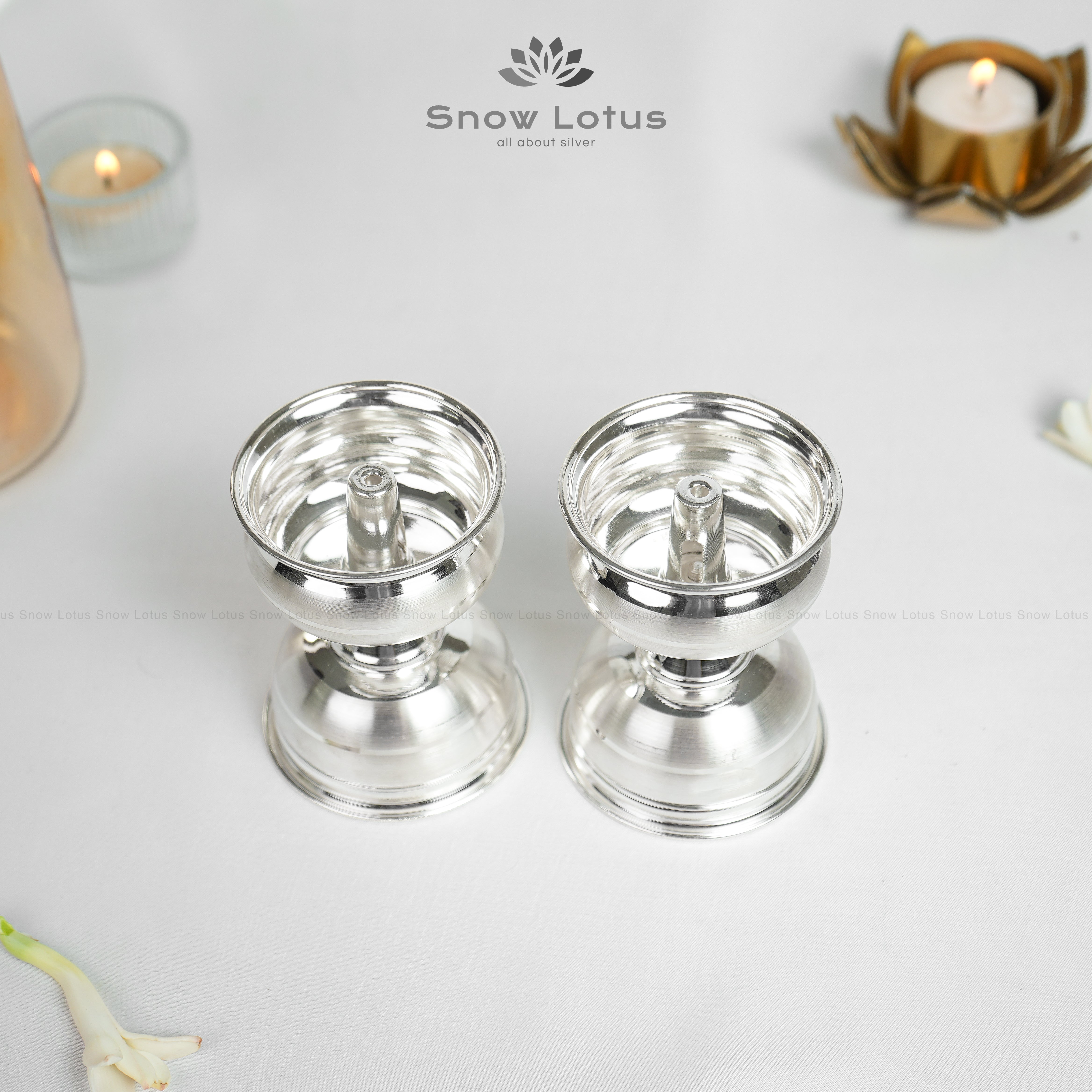Dull Polish Bottom Knot Akhanda Diyas Pair