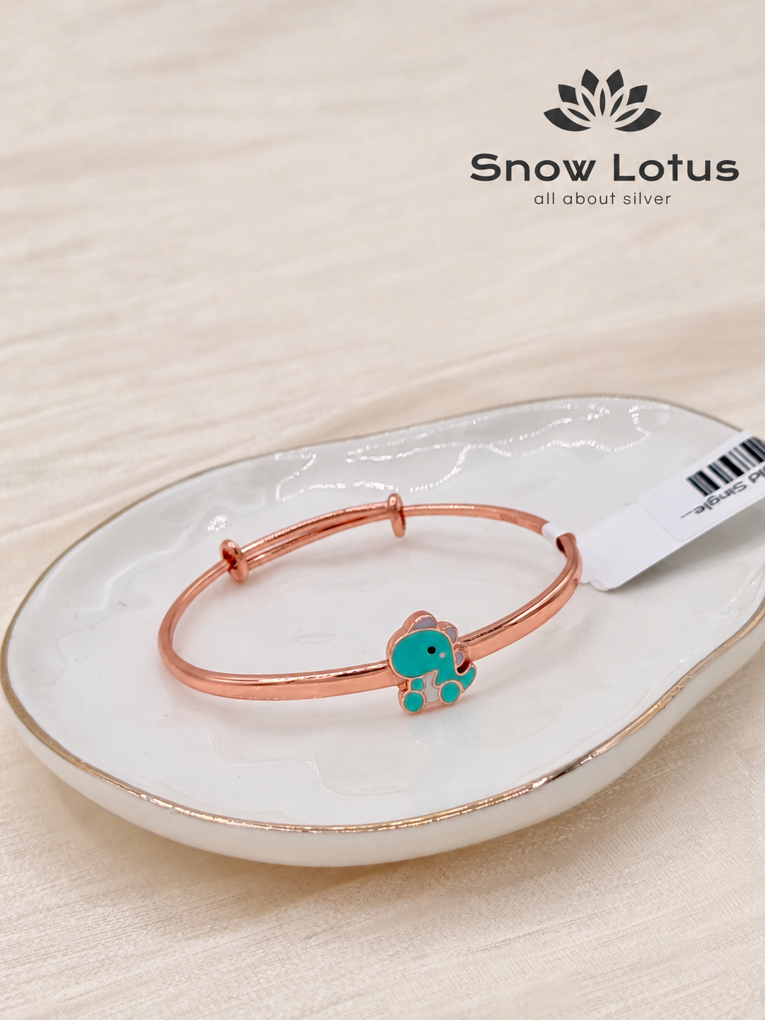 Green Baby Dino Rose Gold Single Kada