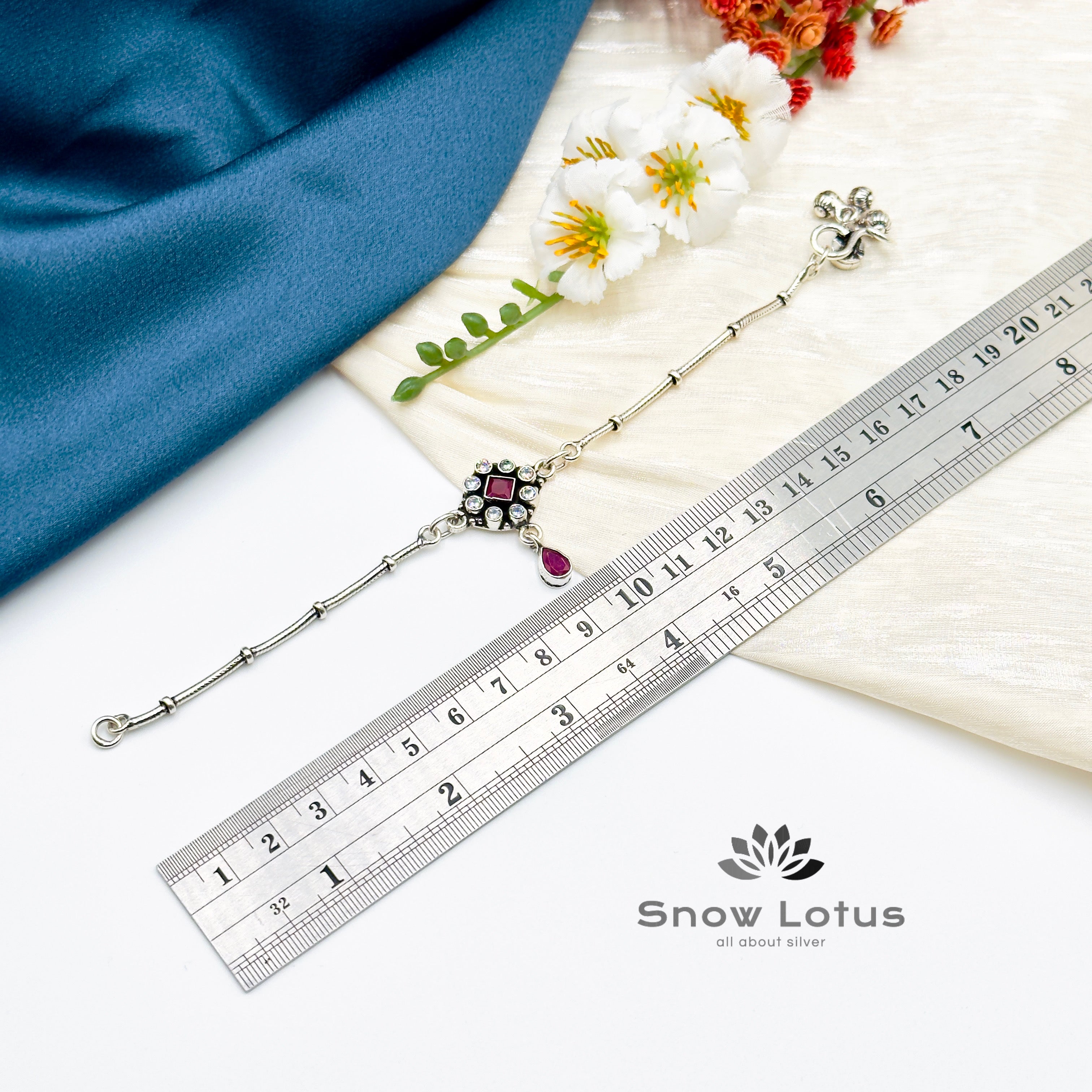 Squarish Pink Drop Anklets (7.5 Inches )