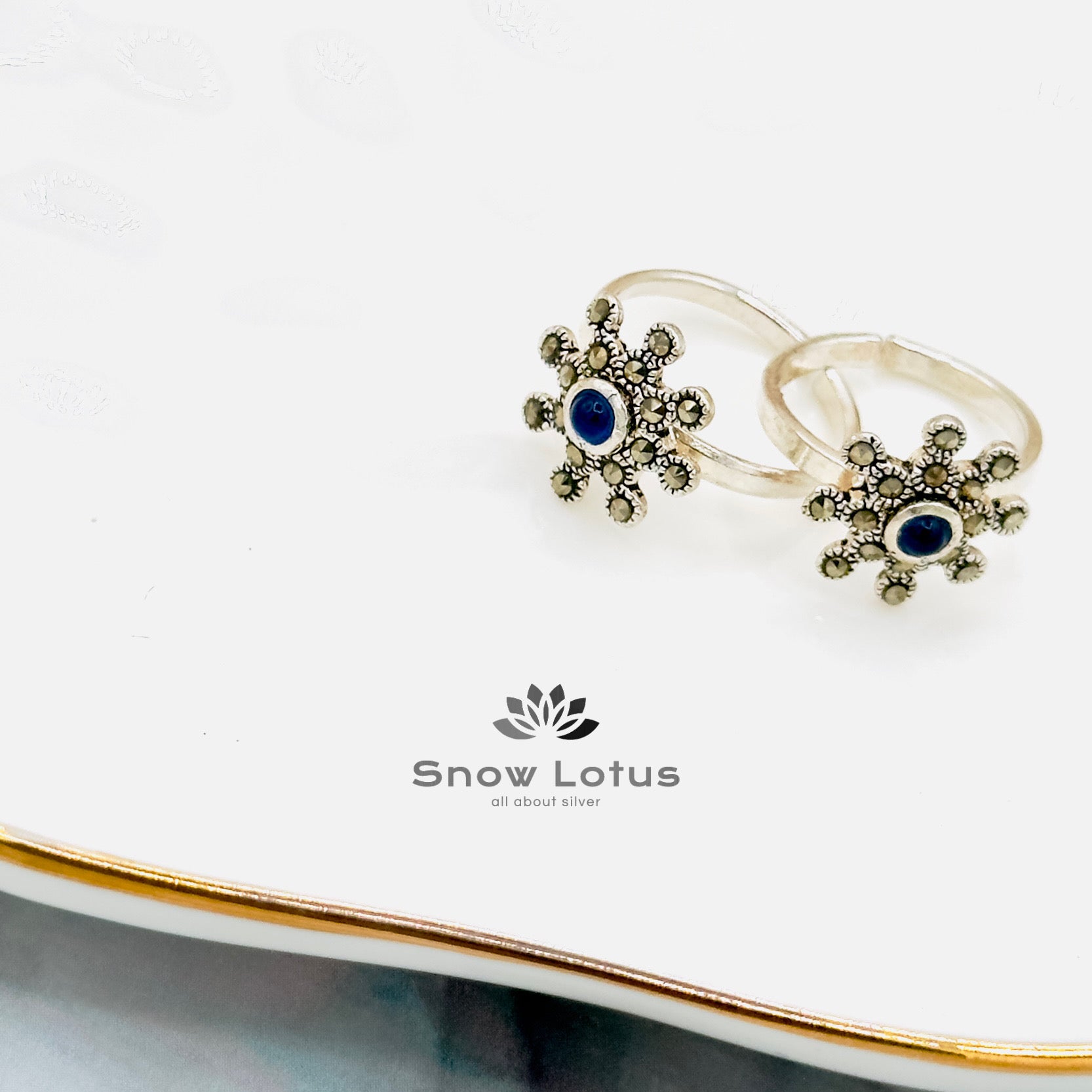 Blue Marcasite Toerings M1