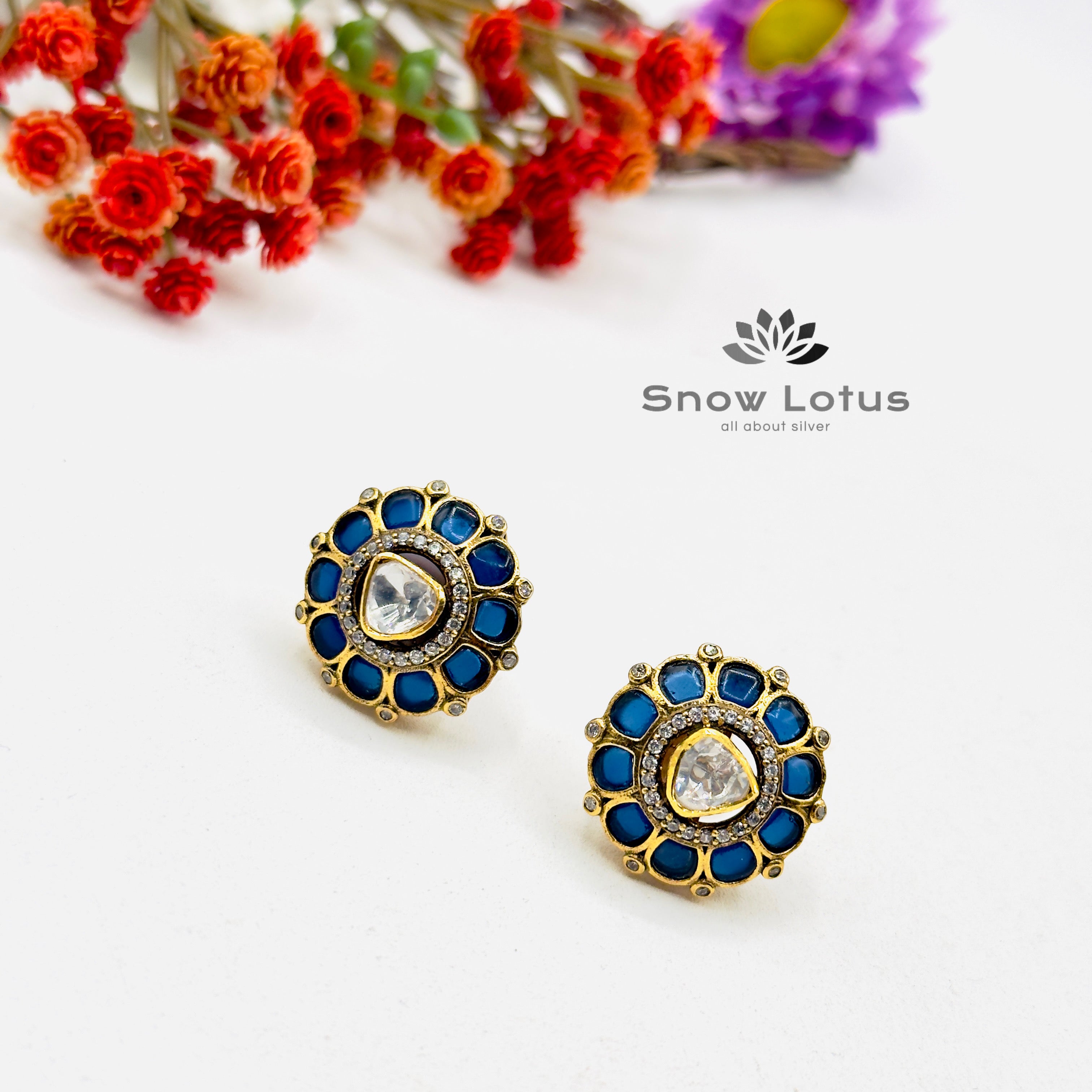 Blue Moissanite Studs