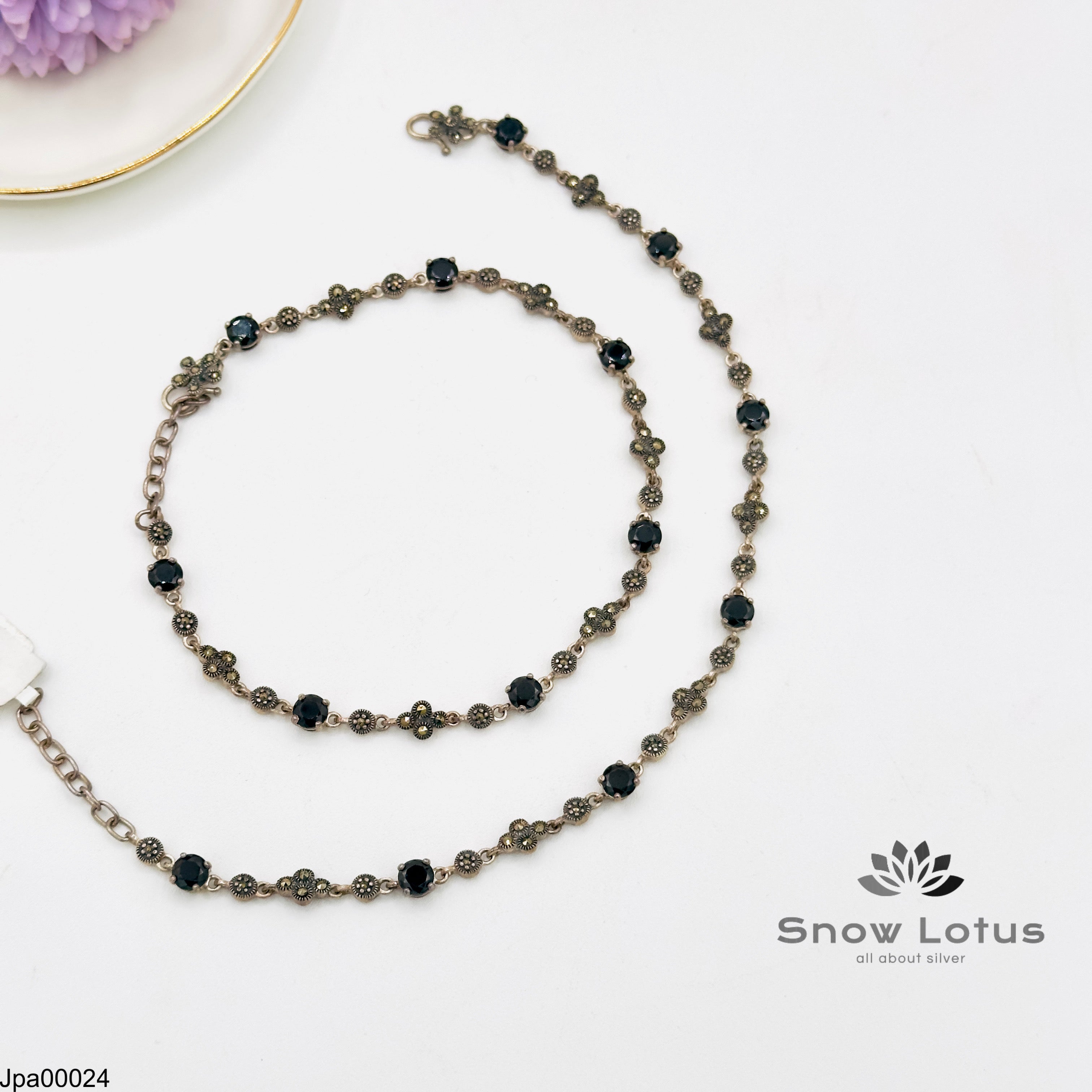 31.3 Non Adjustable  Blue Marcasite Payal