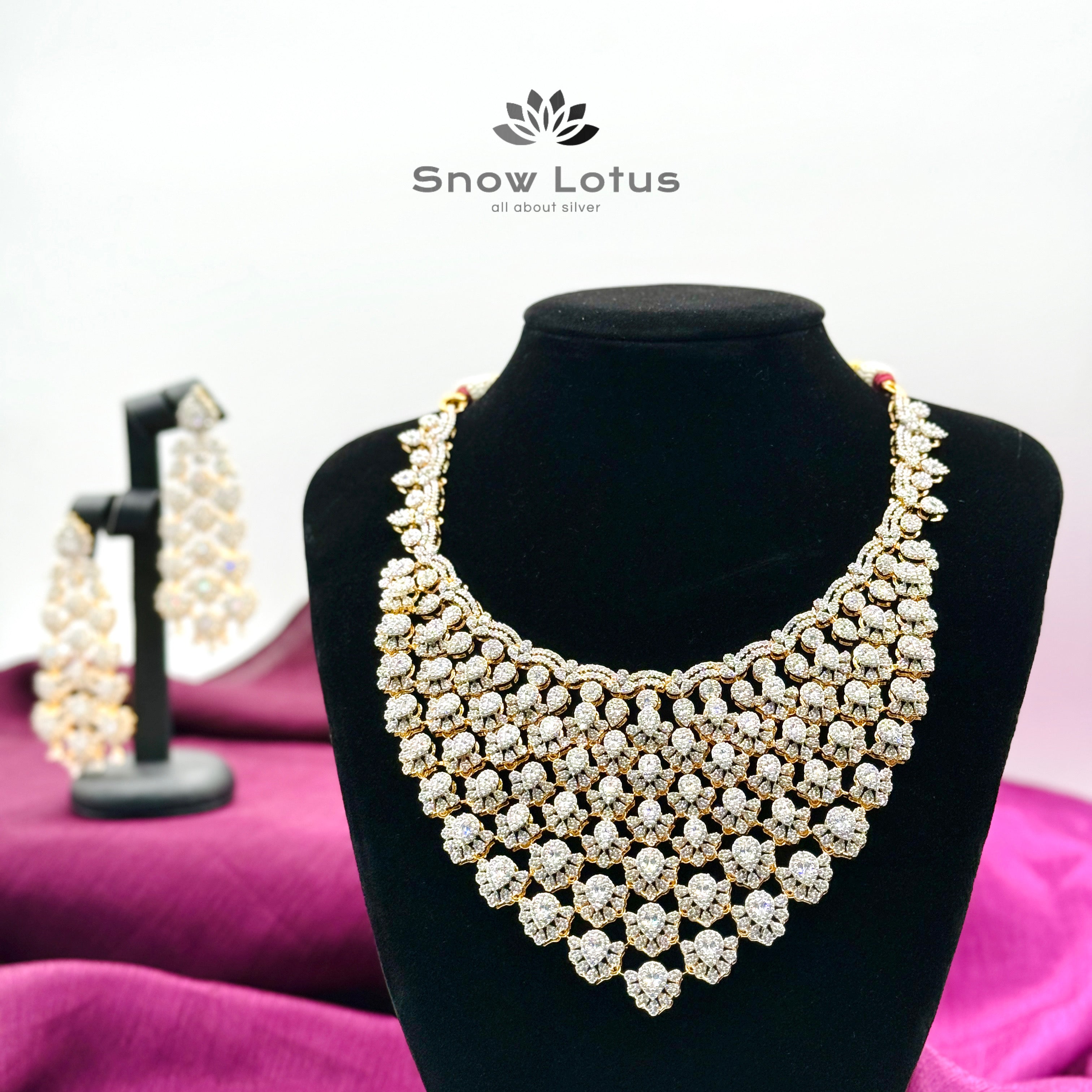 Celestial Bloom Neckpiece with Earrings