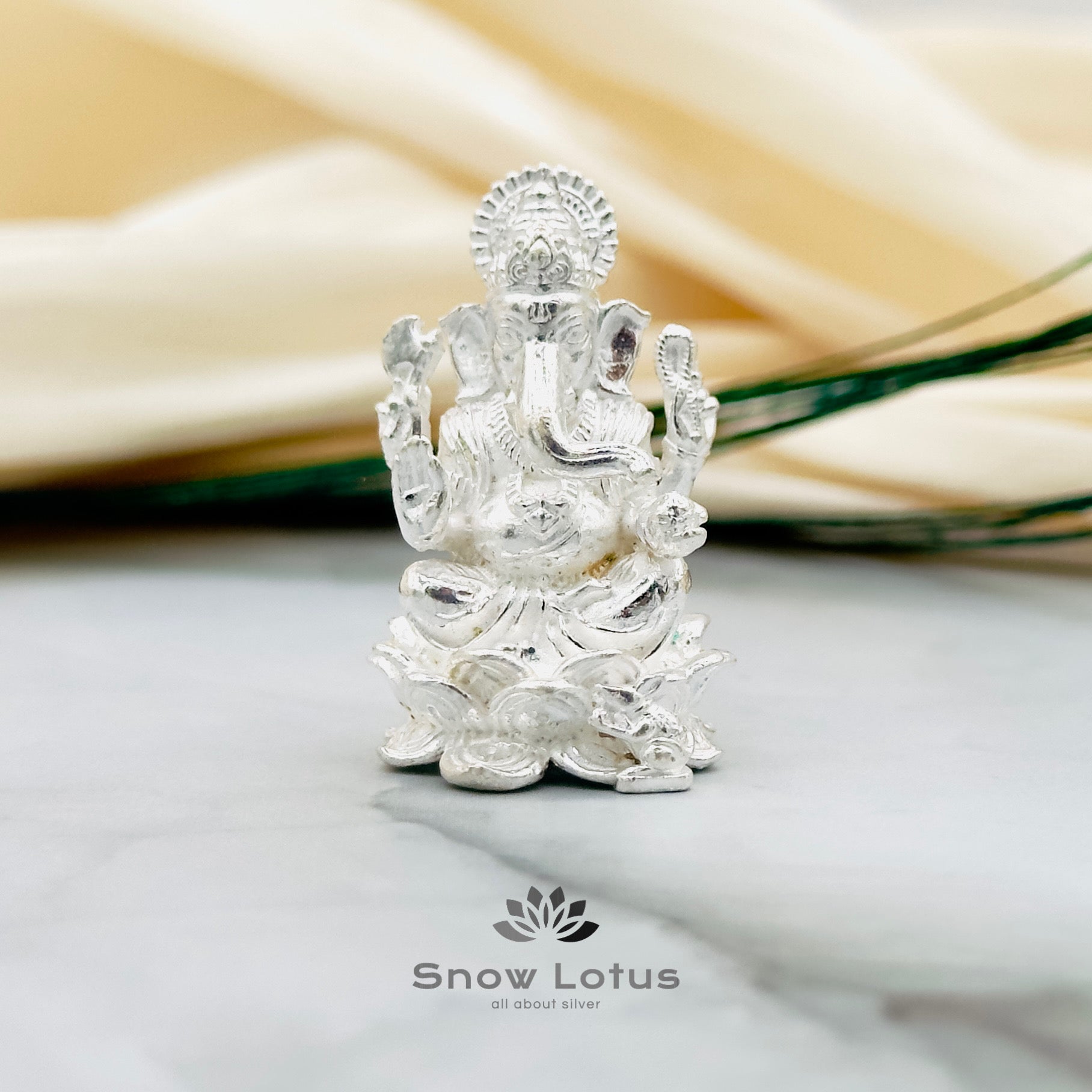 Silver Ganesh on Lotus 3D