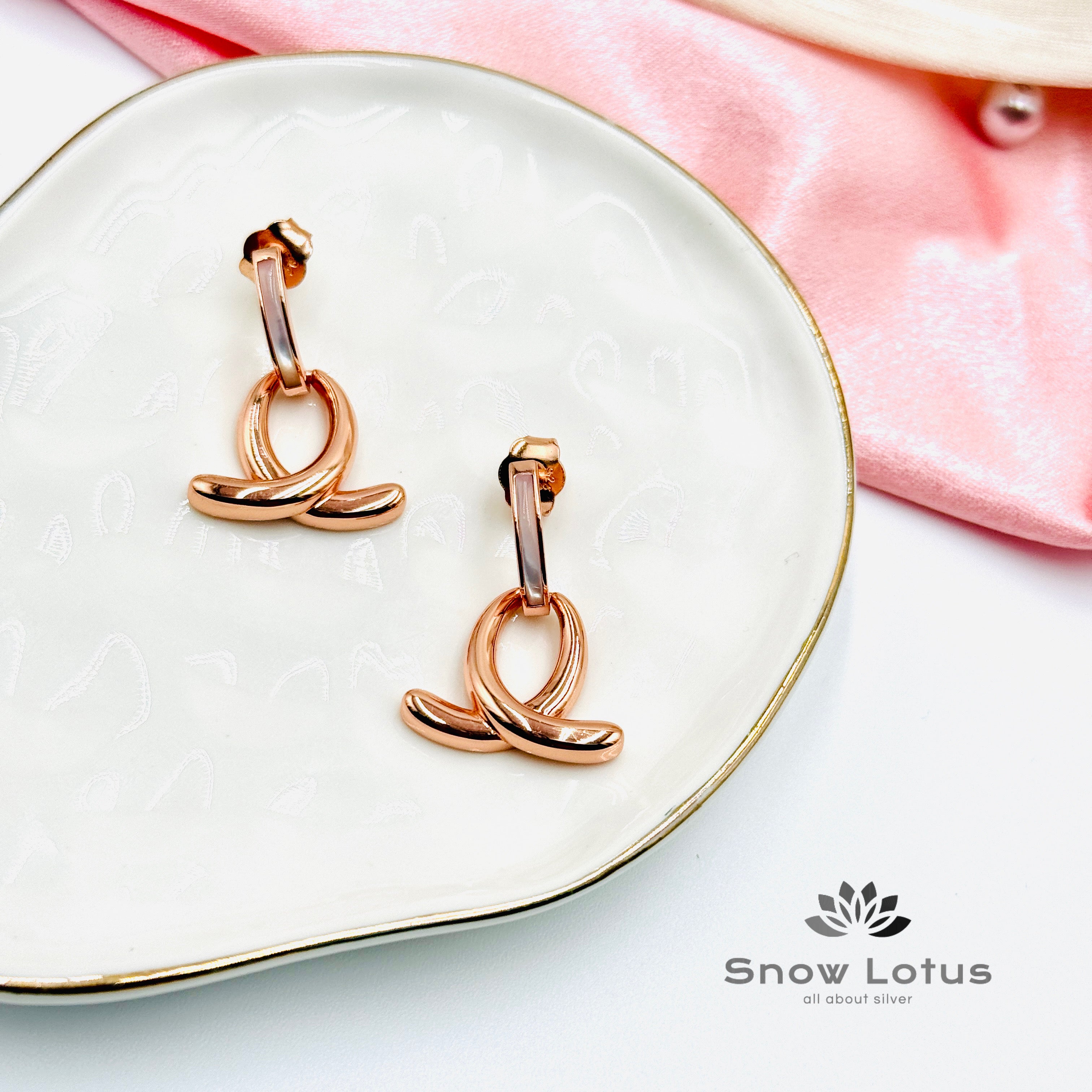 Luna Loop Rose Gold MOP Earrings