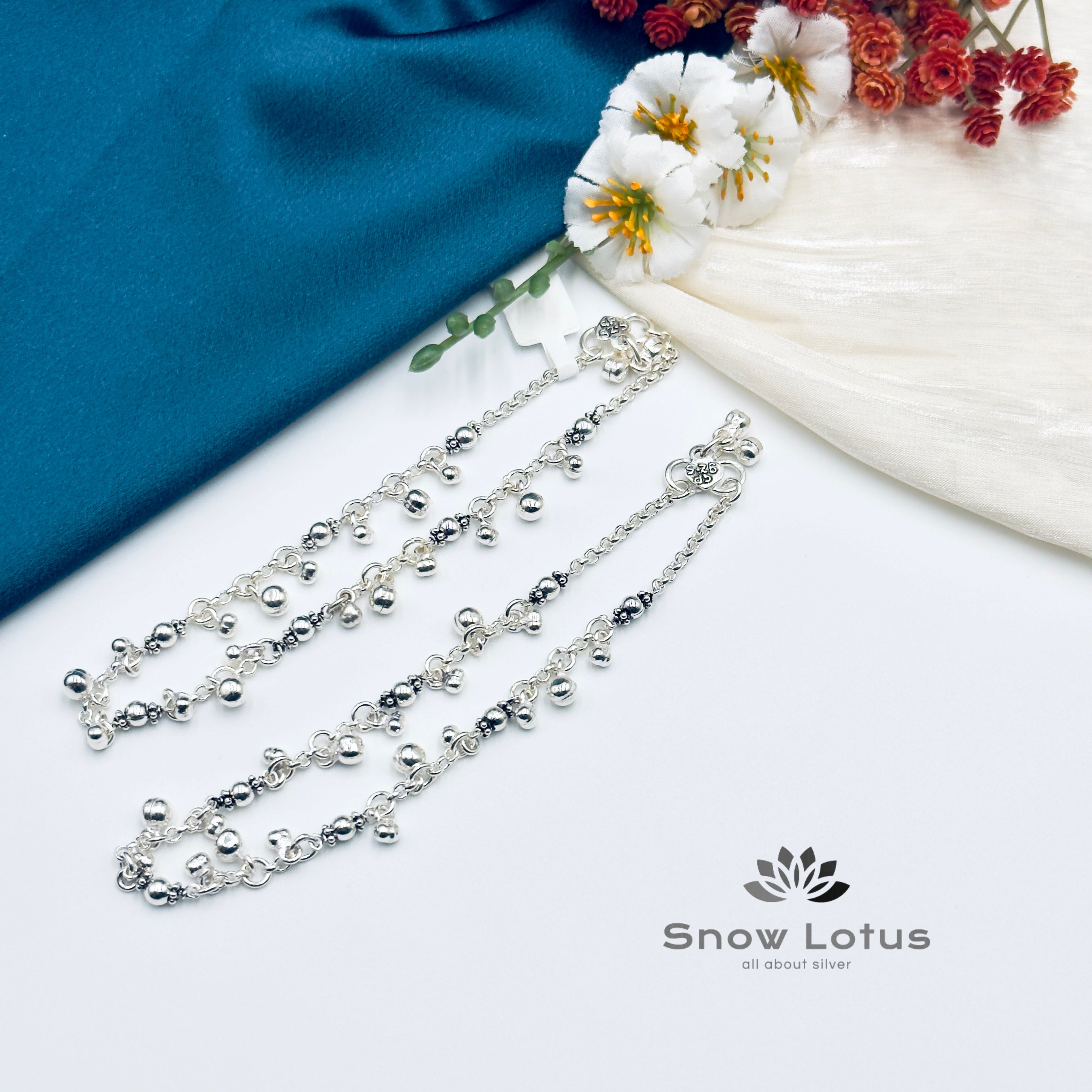 Linked Ball Drop Anklets