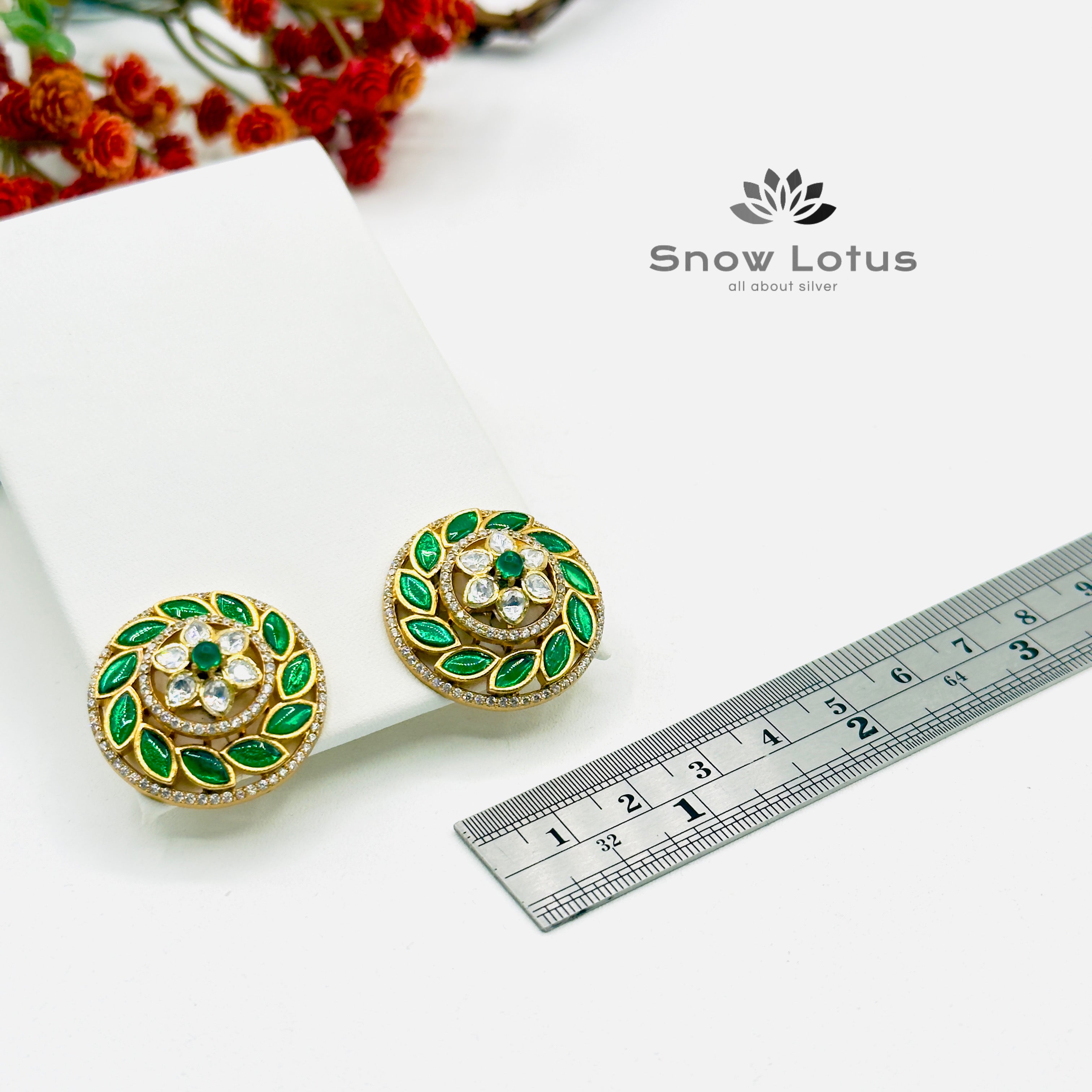 Green Leafy Moissanite Studs