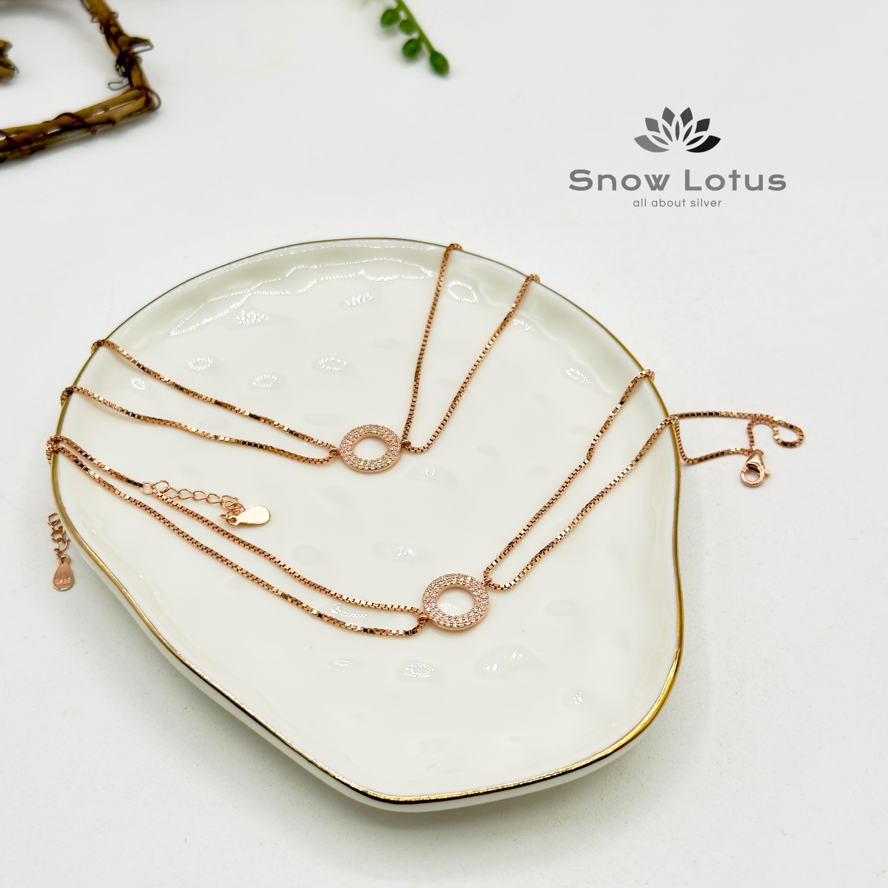 Double Chain Coin Rosegold Anklets