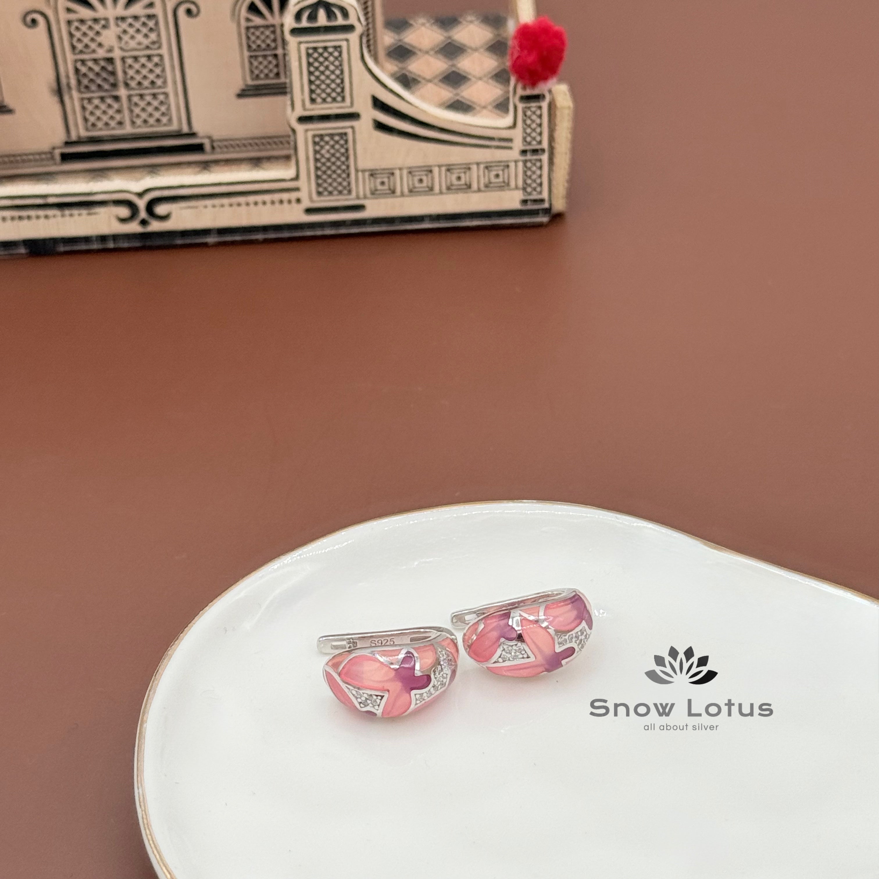 Purplish Pink CZ Bali earrings