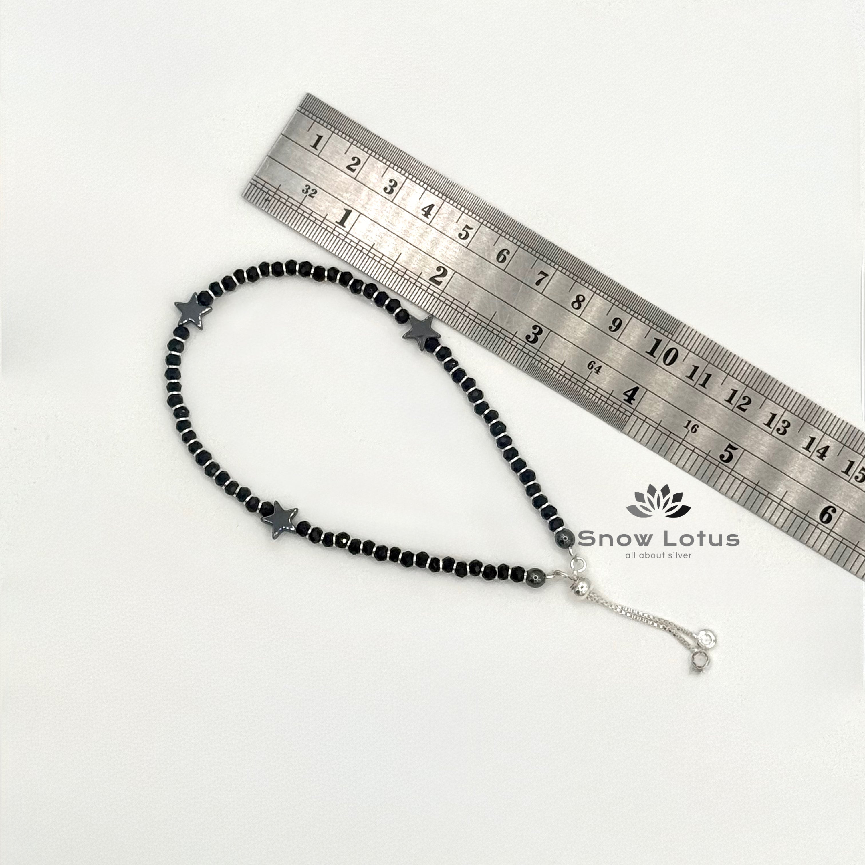 Black Bead Anklets Pair M6