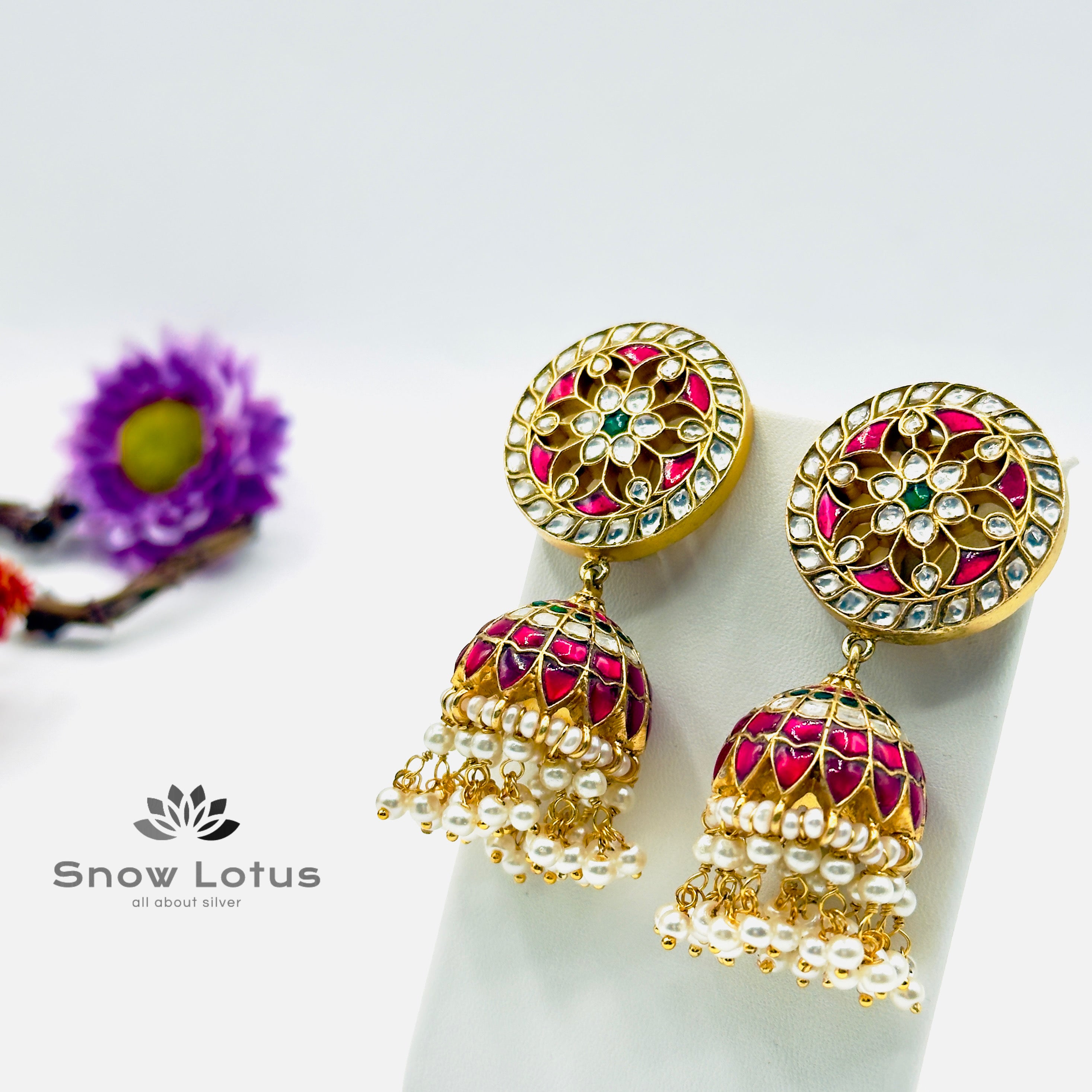Kundan Stud Pearly Jhumka