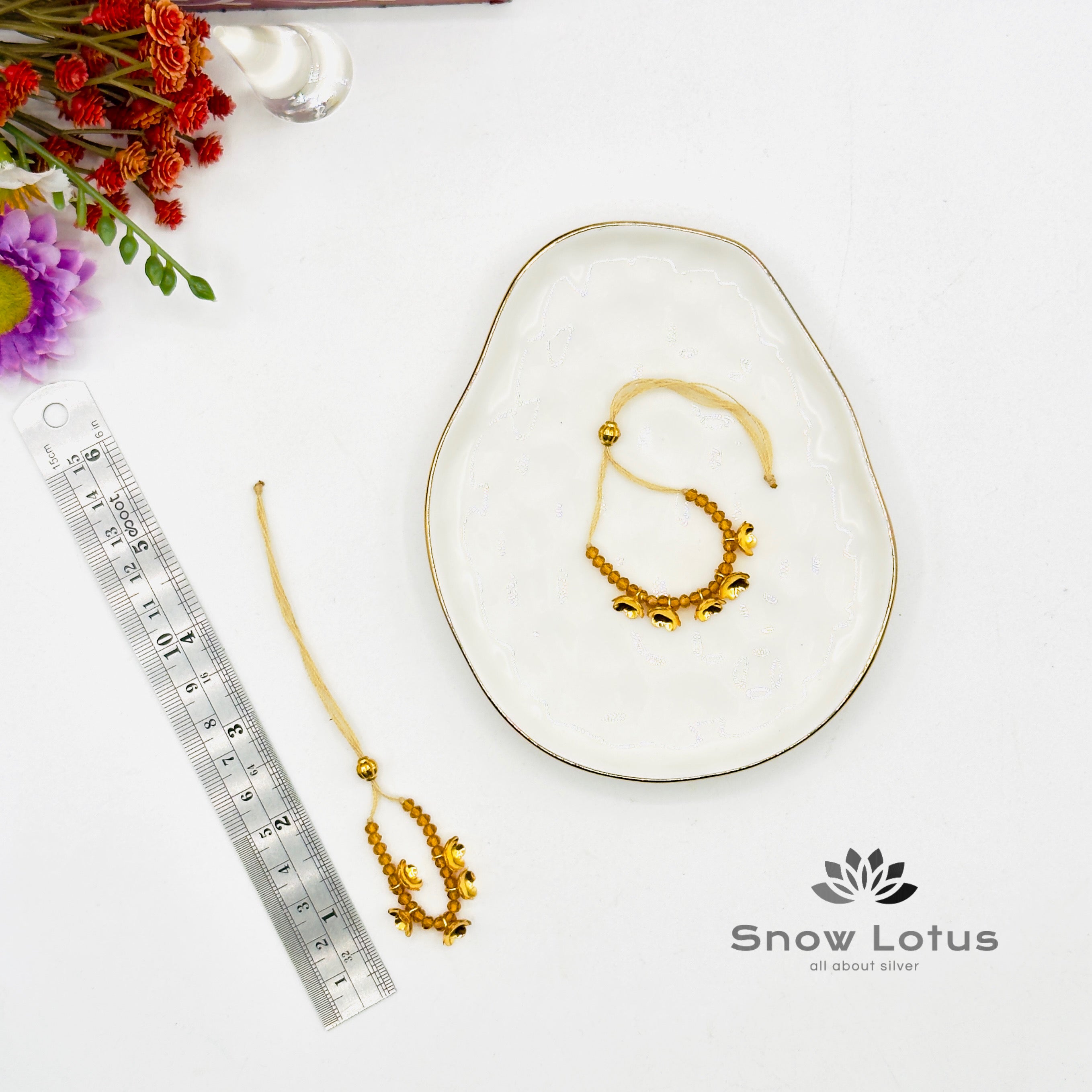 2 gms Silver Flowers Mini Haaram Gold