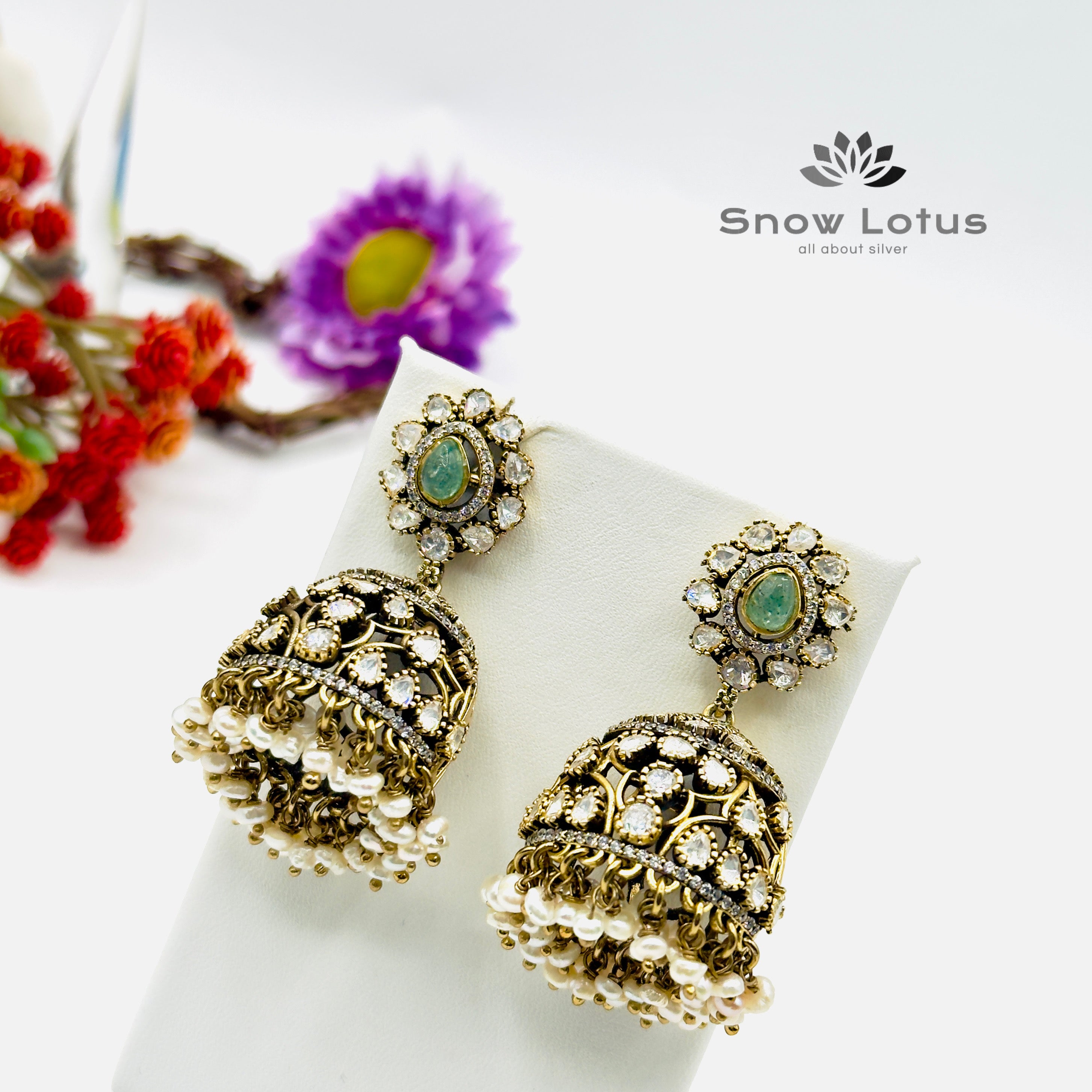Emerald Moissanite Jhumka