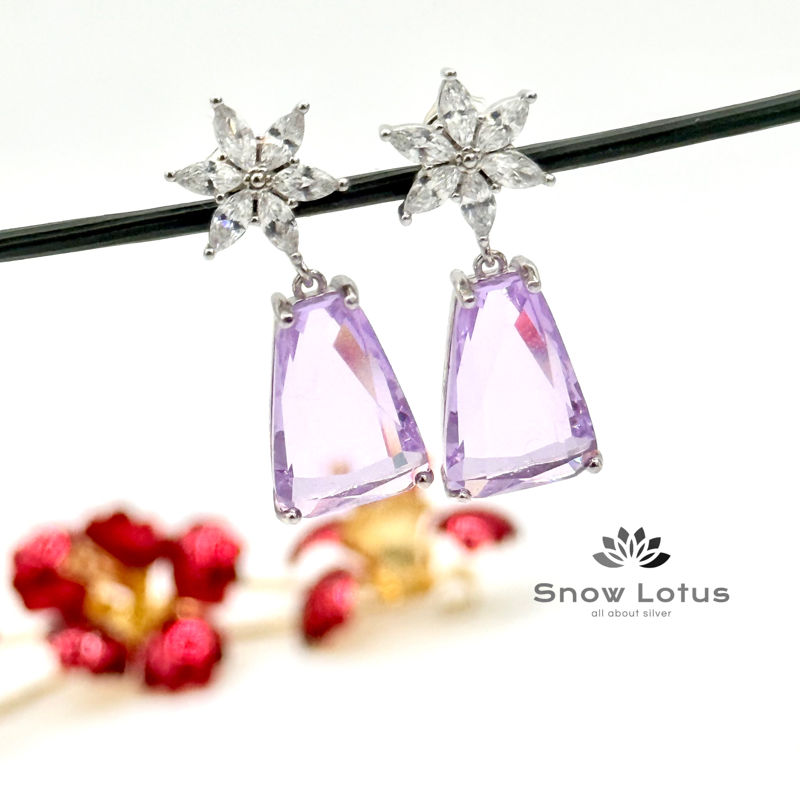 Purplish Floral Earrings
