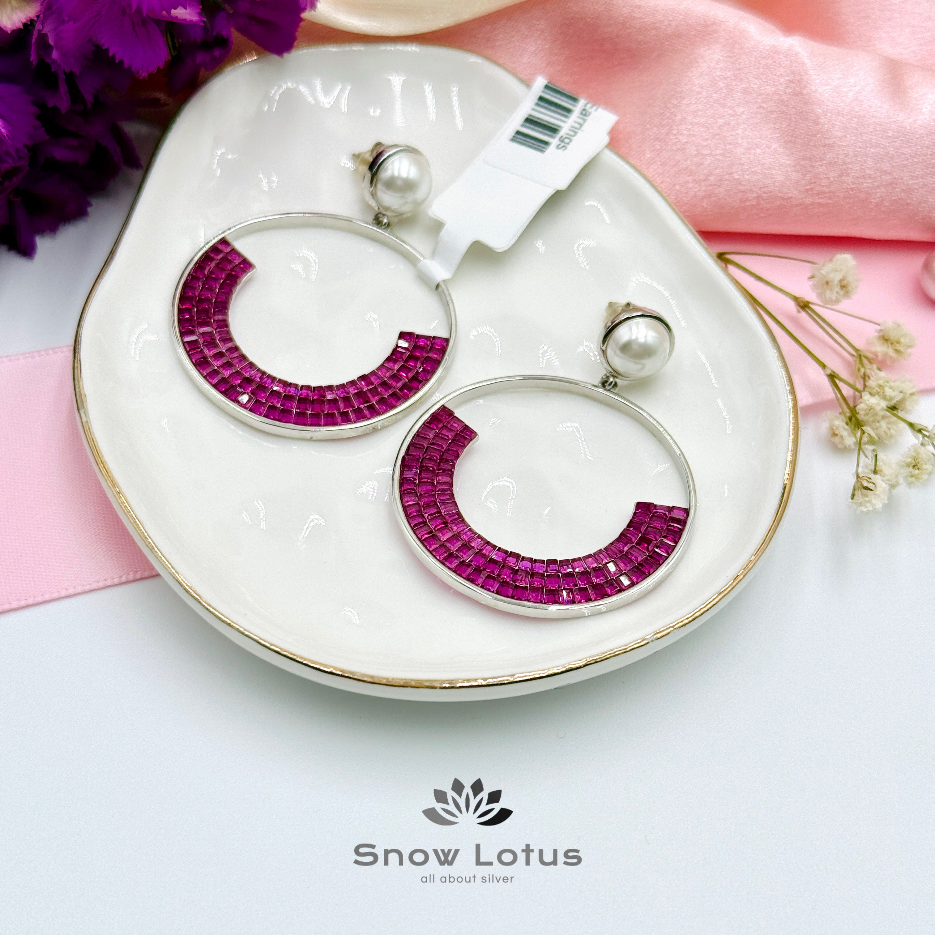 Circular Pink Drop Earrings