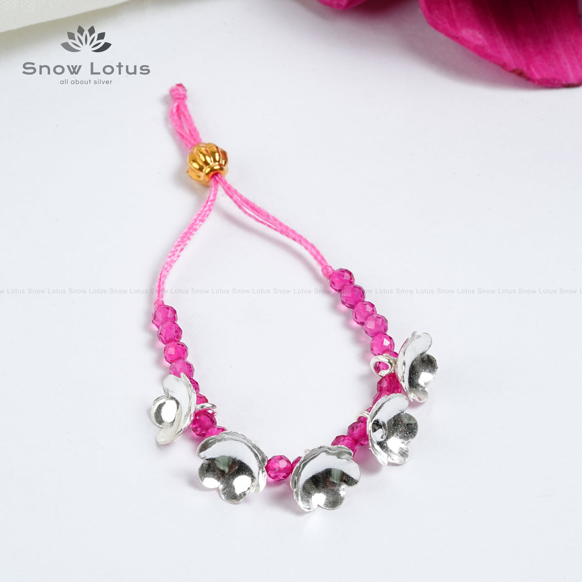 Silver Flowers Mini Haarams Pink
