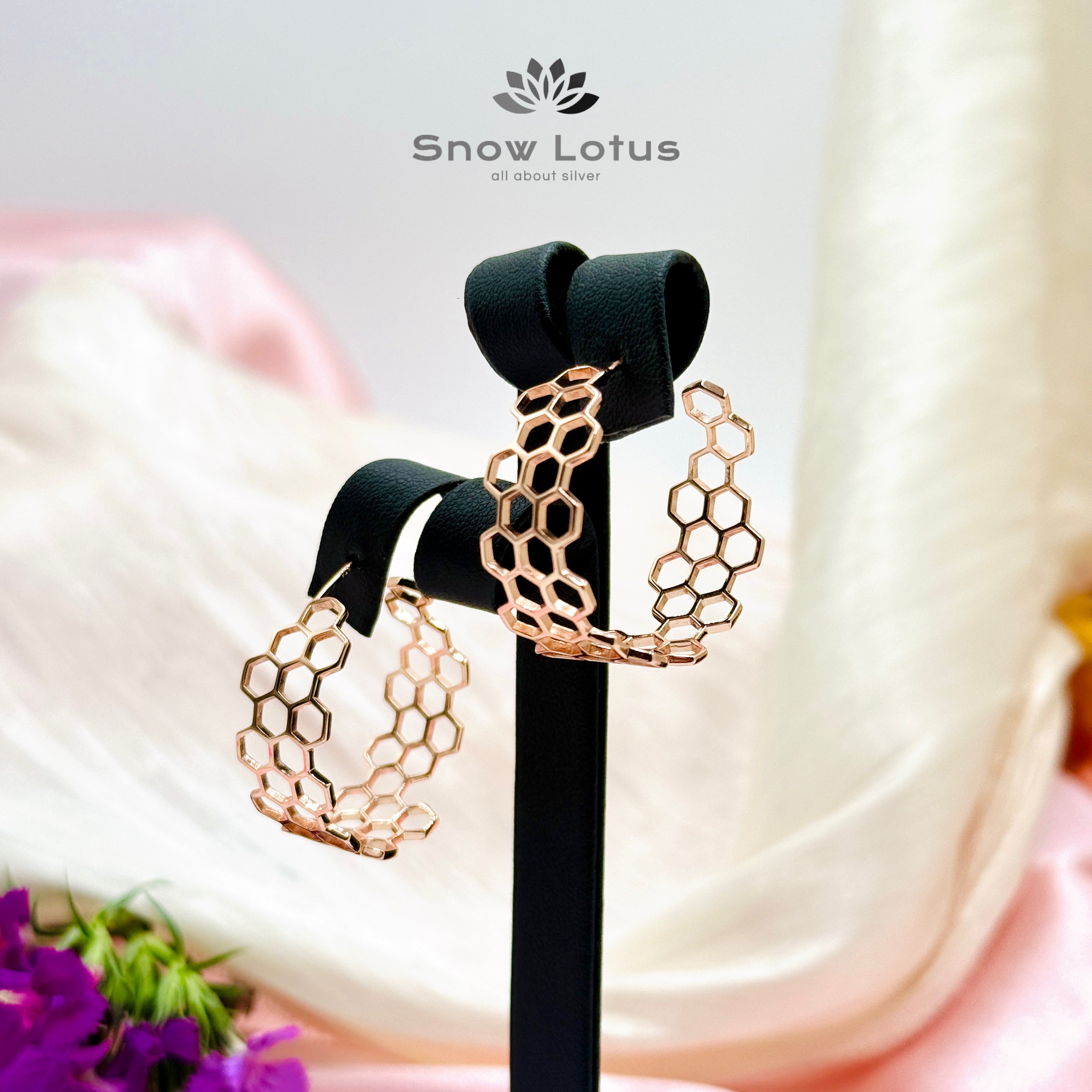 Honeycomb Rose Gold Earrings