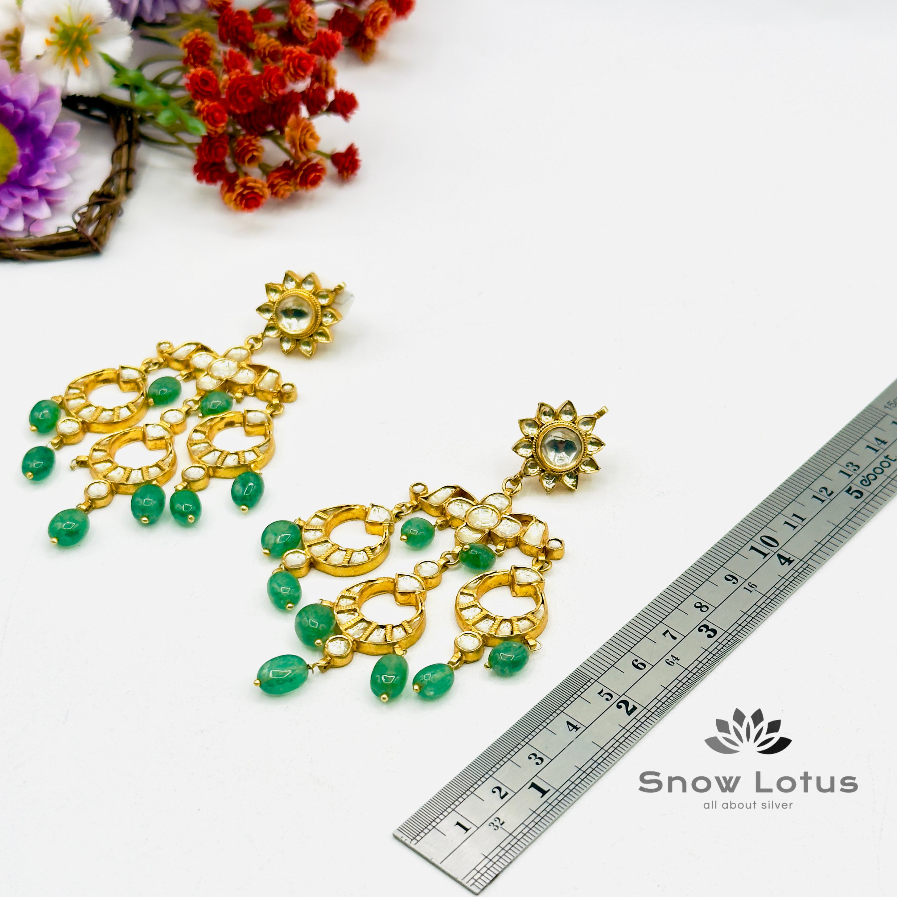 Striking Trio Kundan Chandbali
