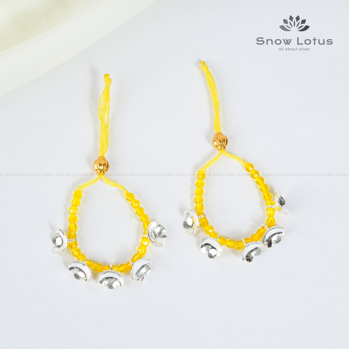 Silver Flowers Mini Haarams Lemon Yellow
