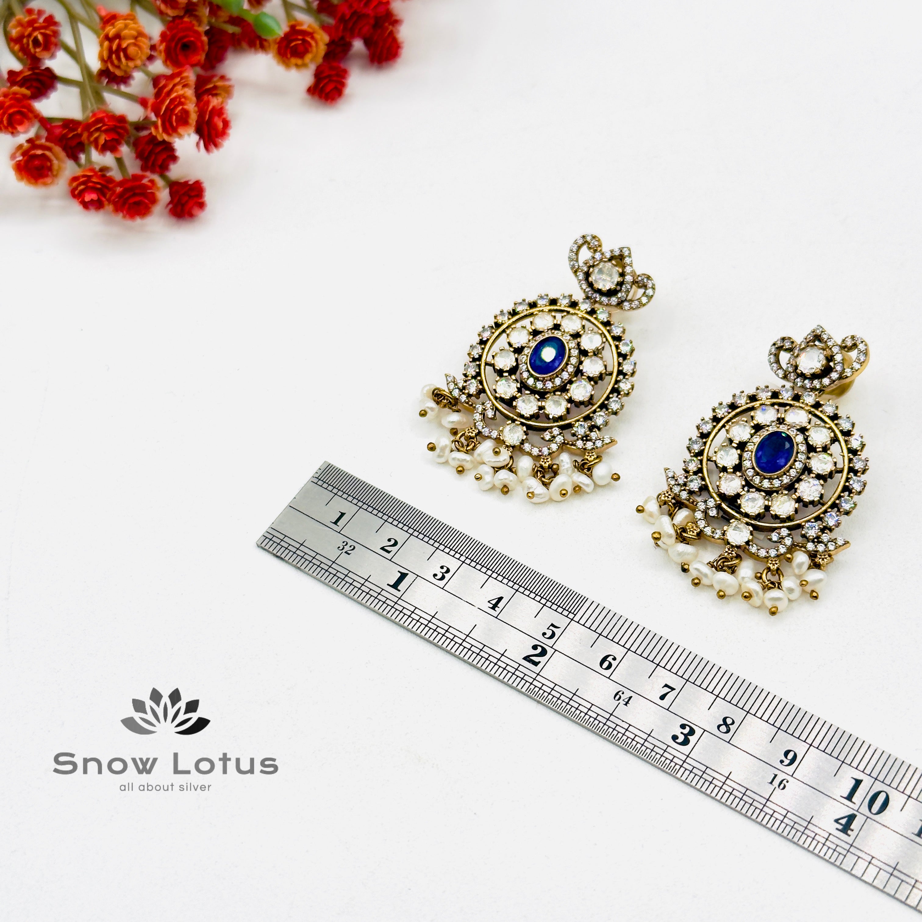 Royal Blue Moissanite Chandbali