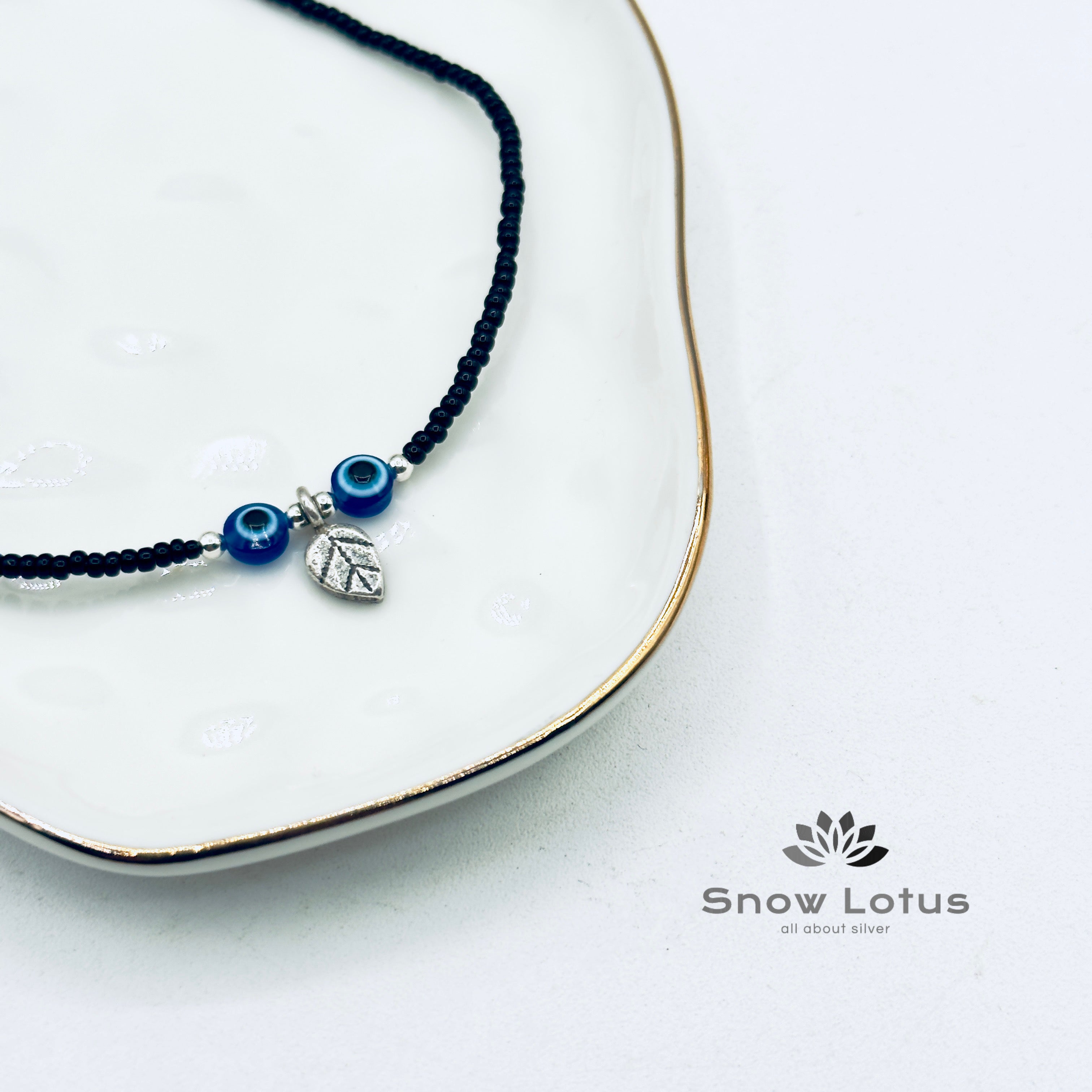 Leaf Drop Evil Eye Single Anklet