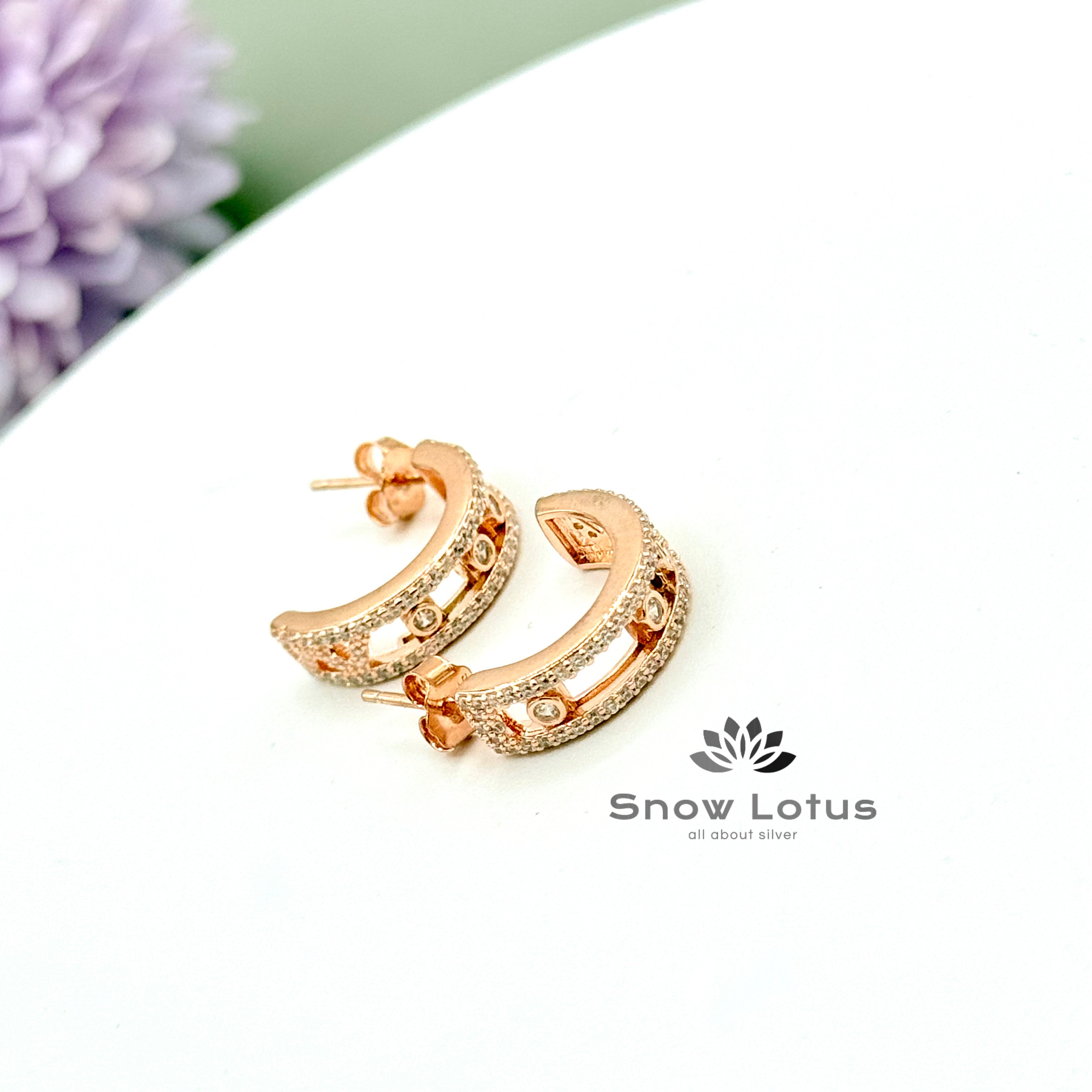 Rosegold CZ Half Hoops