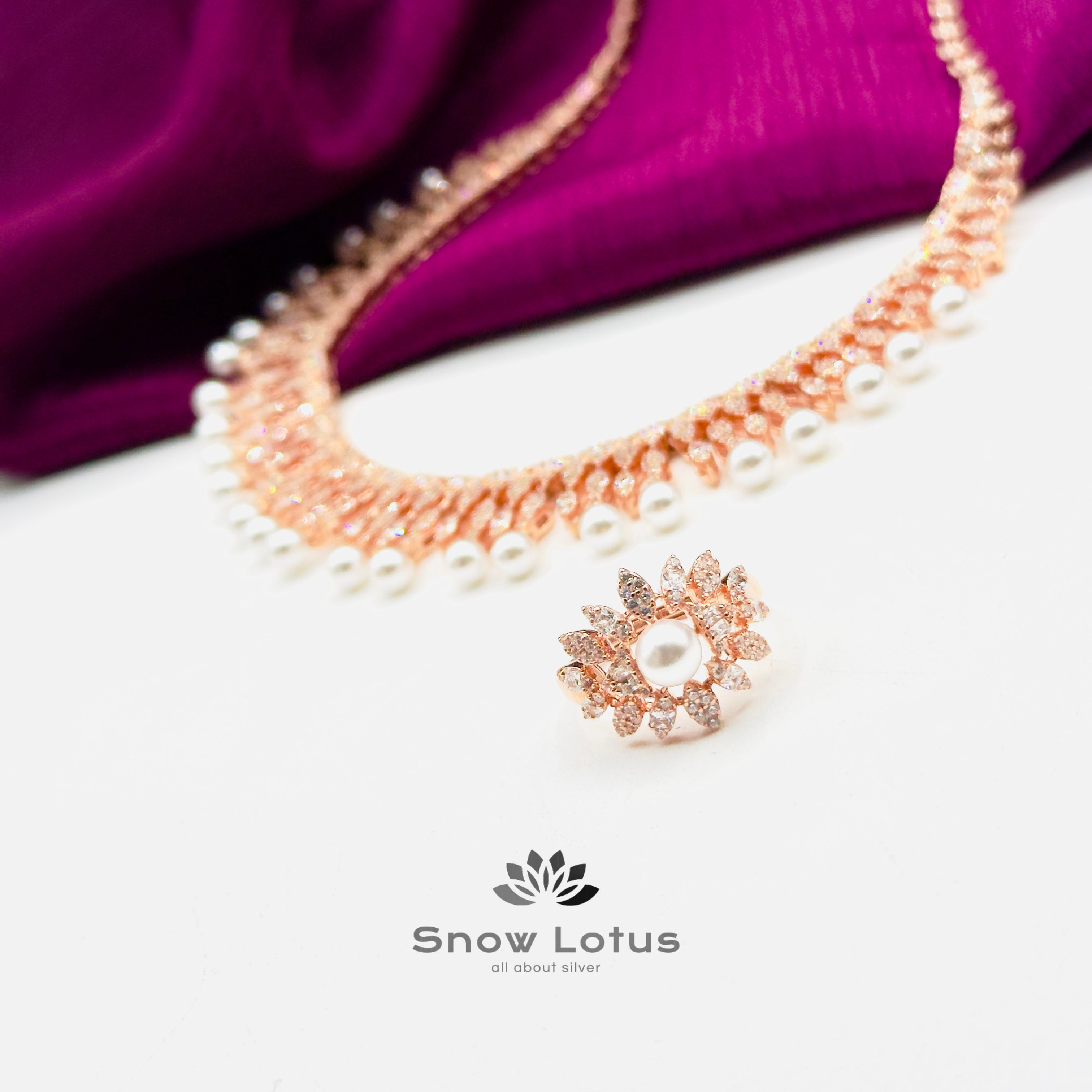 Celestial Petals Rose Gold Neckpiece Set